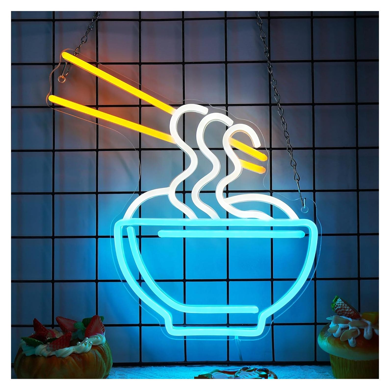 Cartel de Neón Fideos OkiyiD para Decoración de Pared