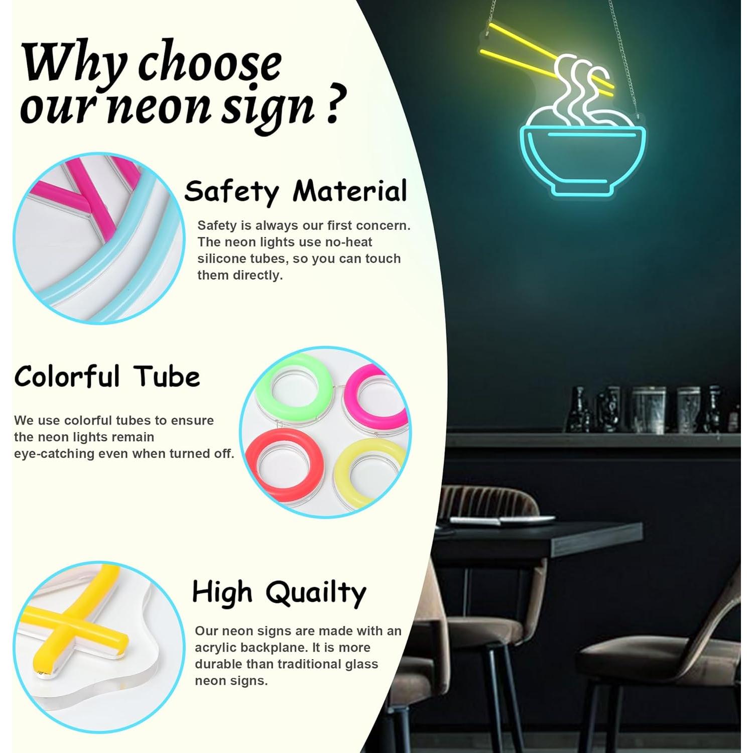 Cartel de Neón Fideos OkiyiD para Decoración de Pared