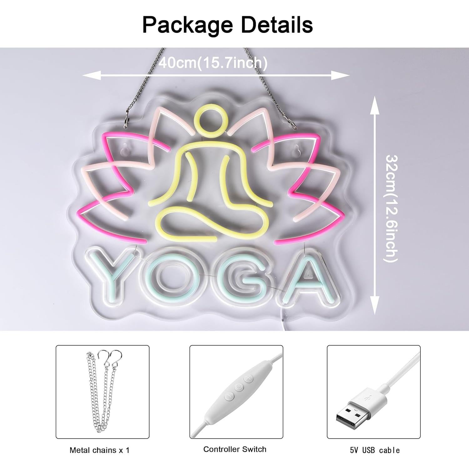 Letrero de Neón Yoga JOMOSPO 40x32 cm USB Regulable