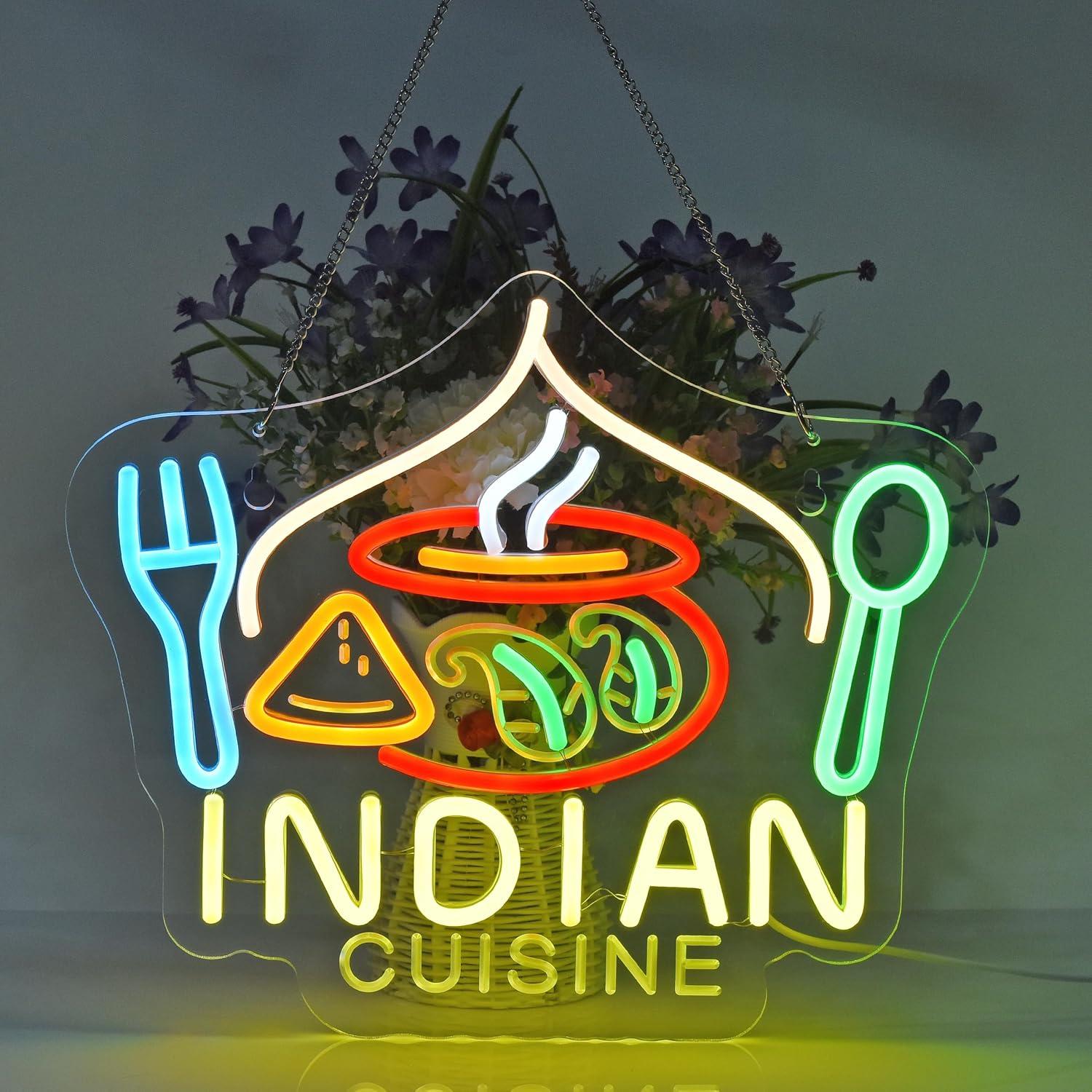 Cartel de Neón LED Cocina India JOMOSPO 38x32 cm Regulable