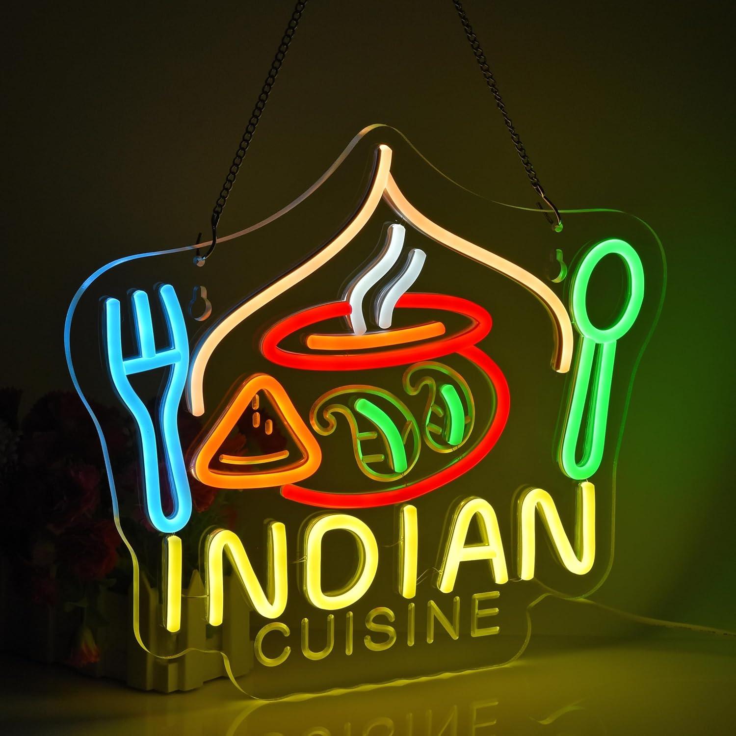 Cartel de Neón LED Cocina India JOMOSPO 38x32 cm Regulable