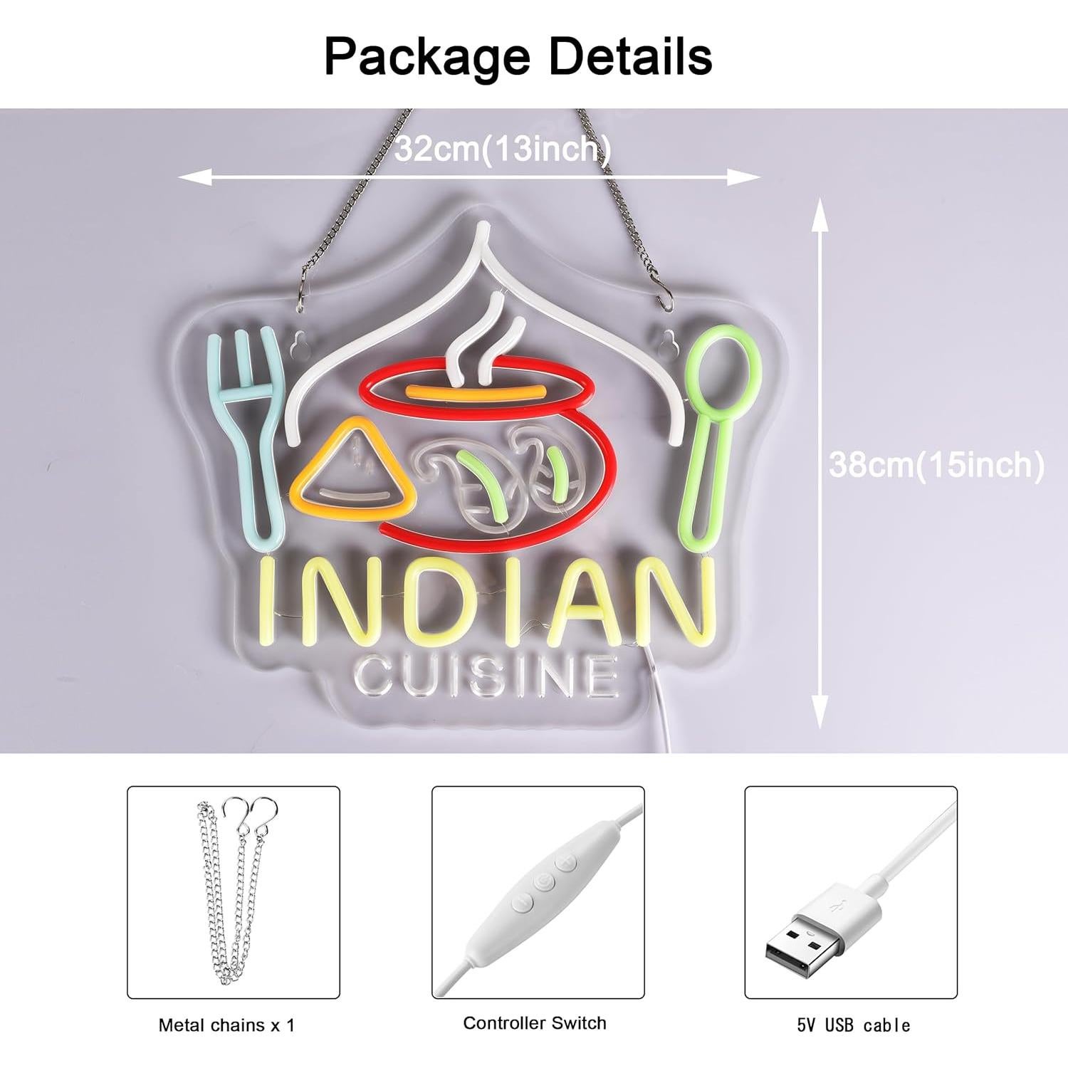 Cartel de Neón LED Cocina India JOMOSPO 38x32 cm Regulable