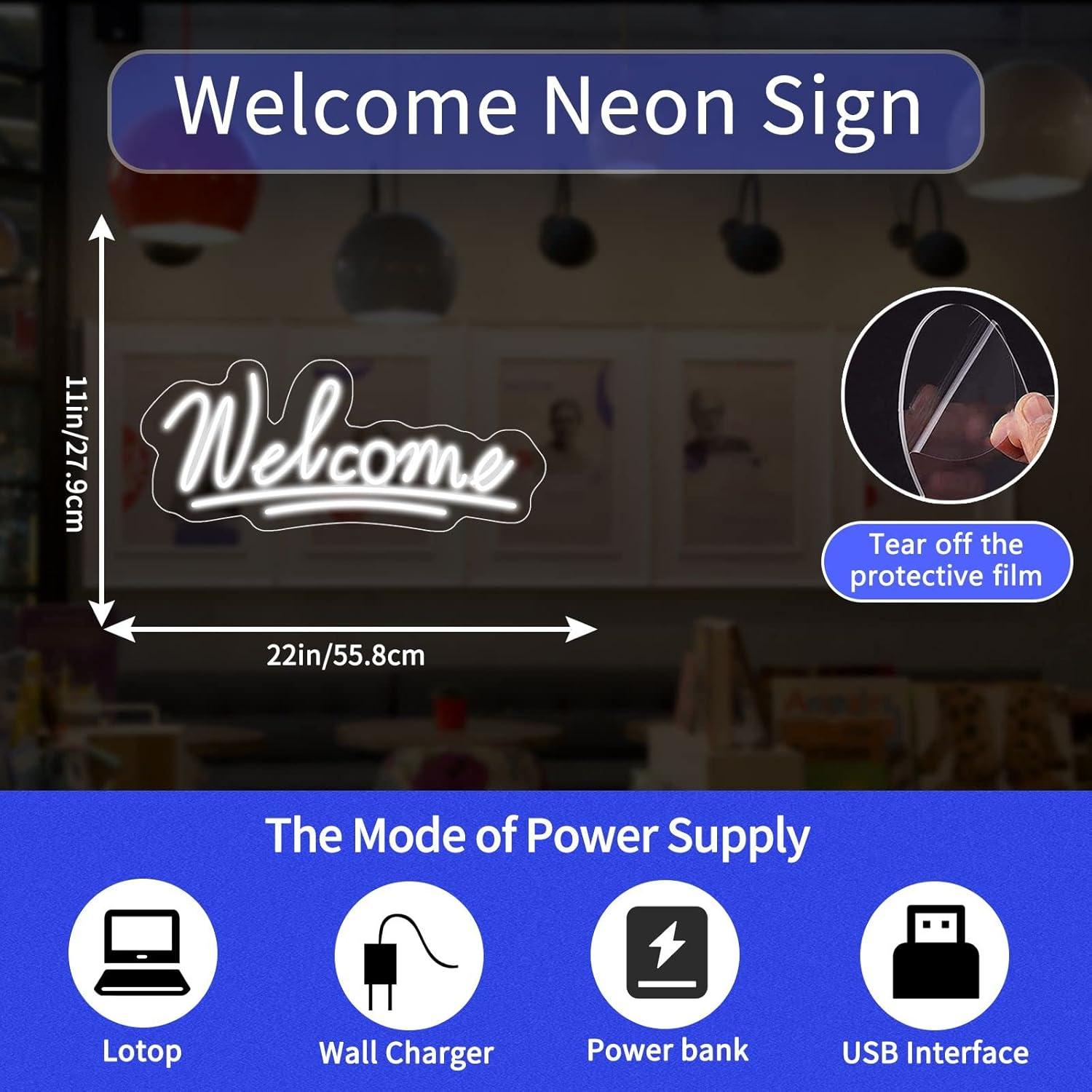 Letrero de Neón LED Bienvenida Neonawall 55.88x40.64 cm