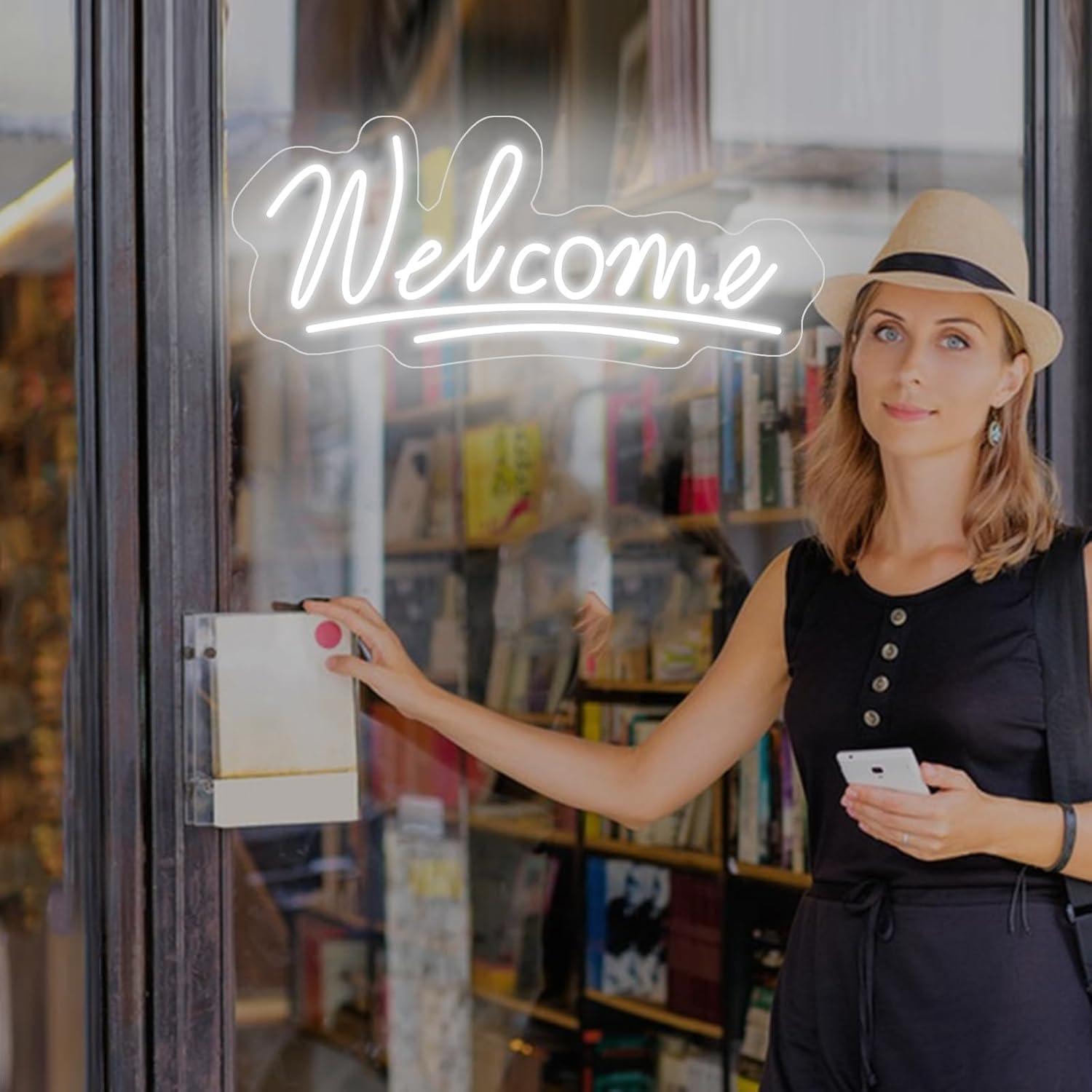 Letrero de Neón LED Bienvenida Neonawall 55.88x40.64 cm