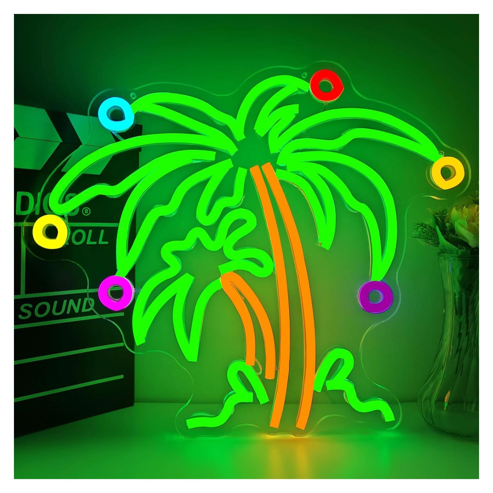 Cartel Neón de Palma de Navidad Dimmable LED 30x10cm Dpaint