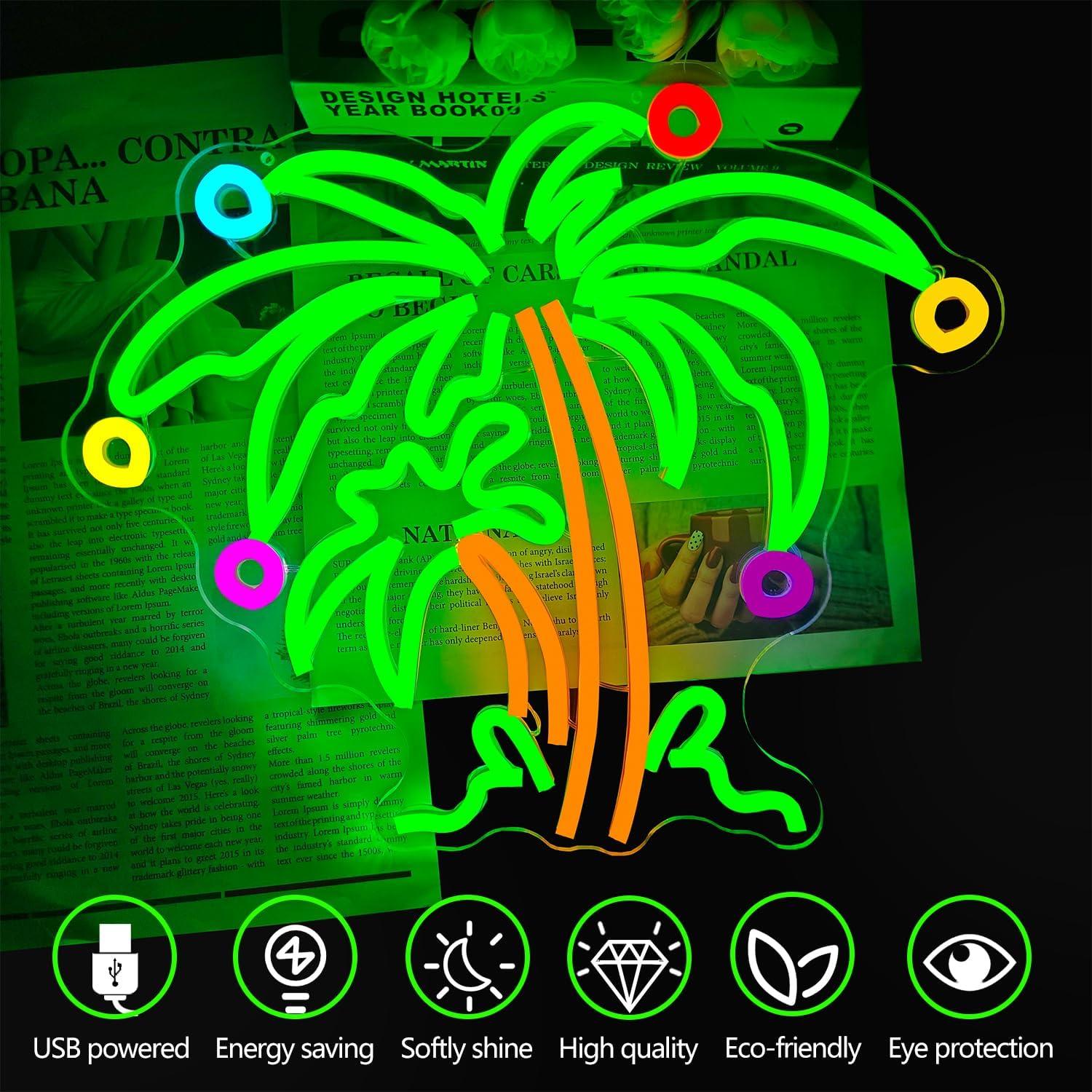 Cartel Neón de Palma de Navidad Dimmable LED 30x10cm Dpaint