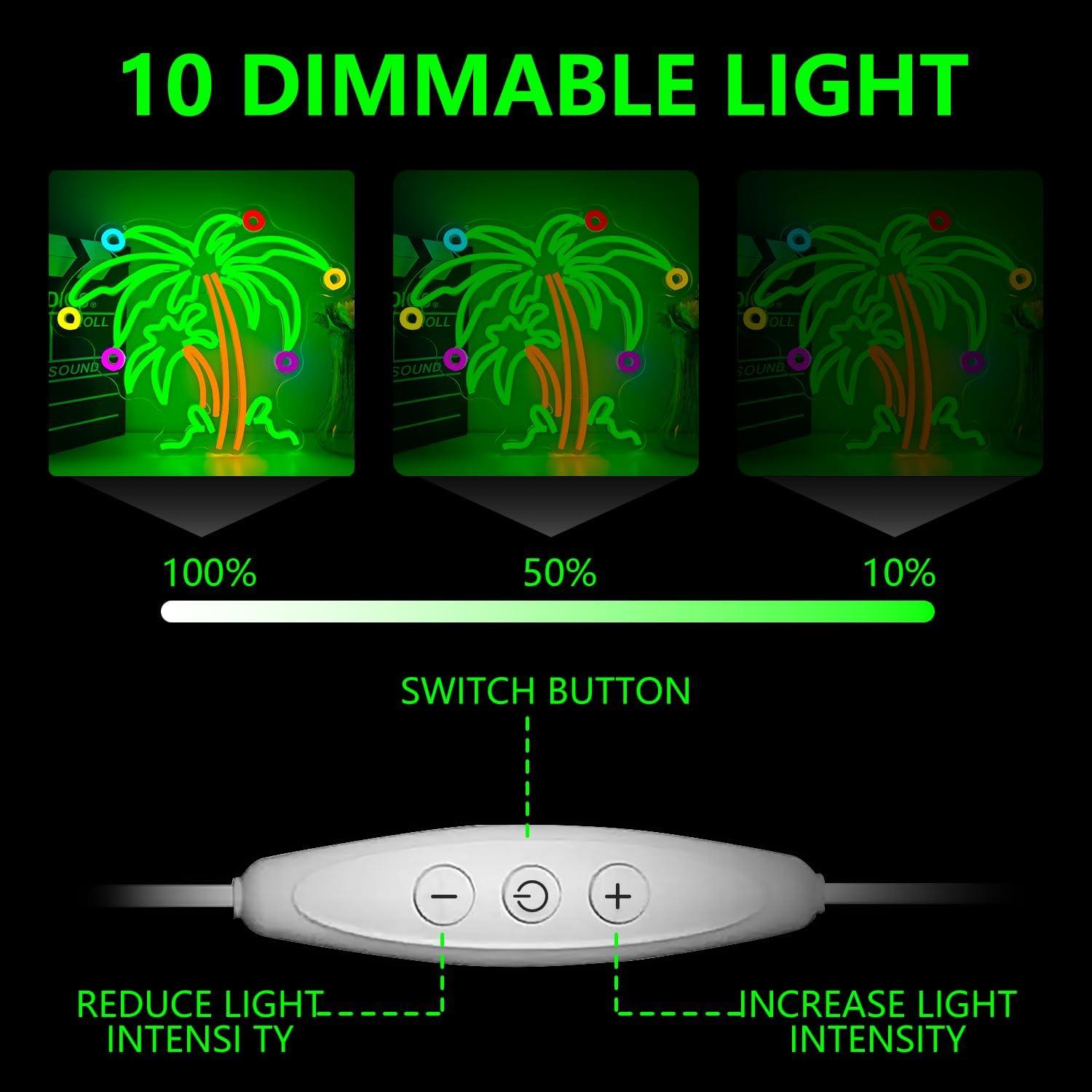 Cartel Neón de Palma de Navidad Dimmable LED 30x10cm Dpaint