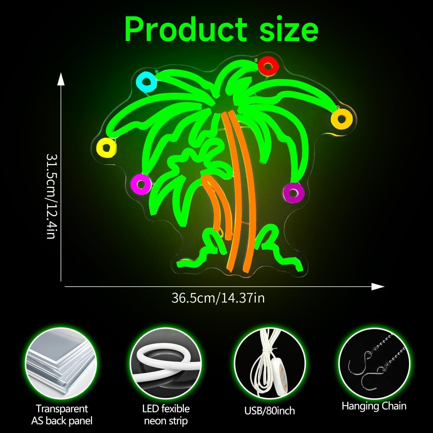 Cartel Neón de Palma de Navidad Dimmable LED 30x10cm Dpaint