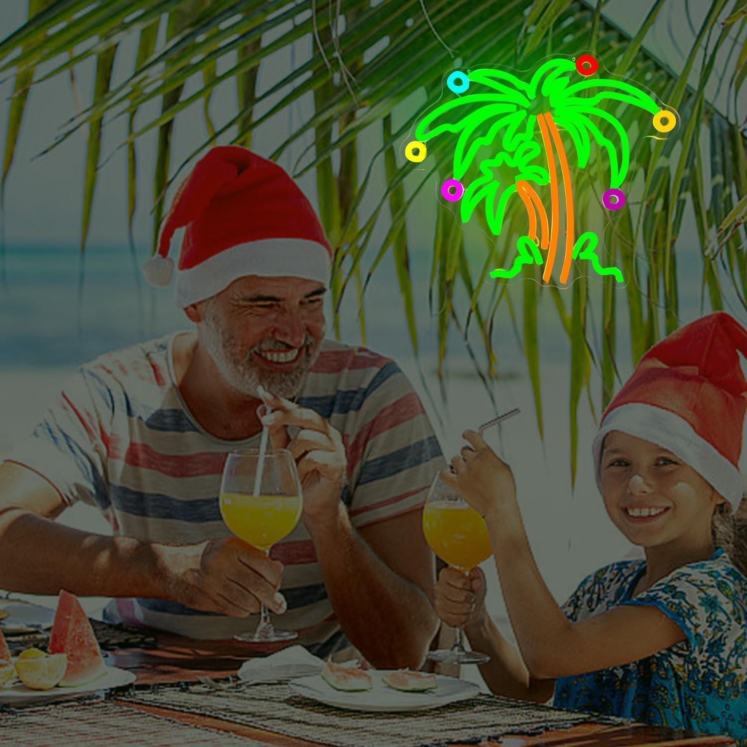 Cartel Neón de Palma de Navidad Dimmable LED 30x10cm Dpaint