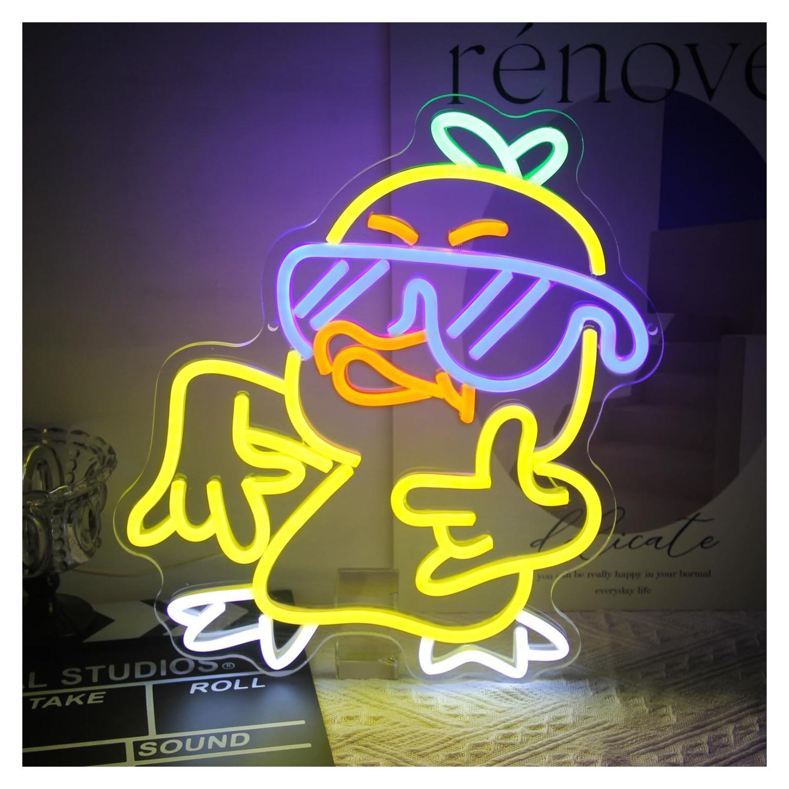 Luz de Neón LED Pato Amarillo Kullneon 36.1x32 cm