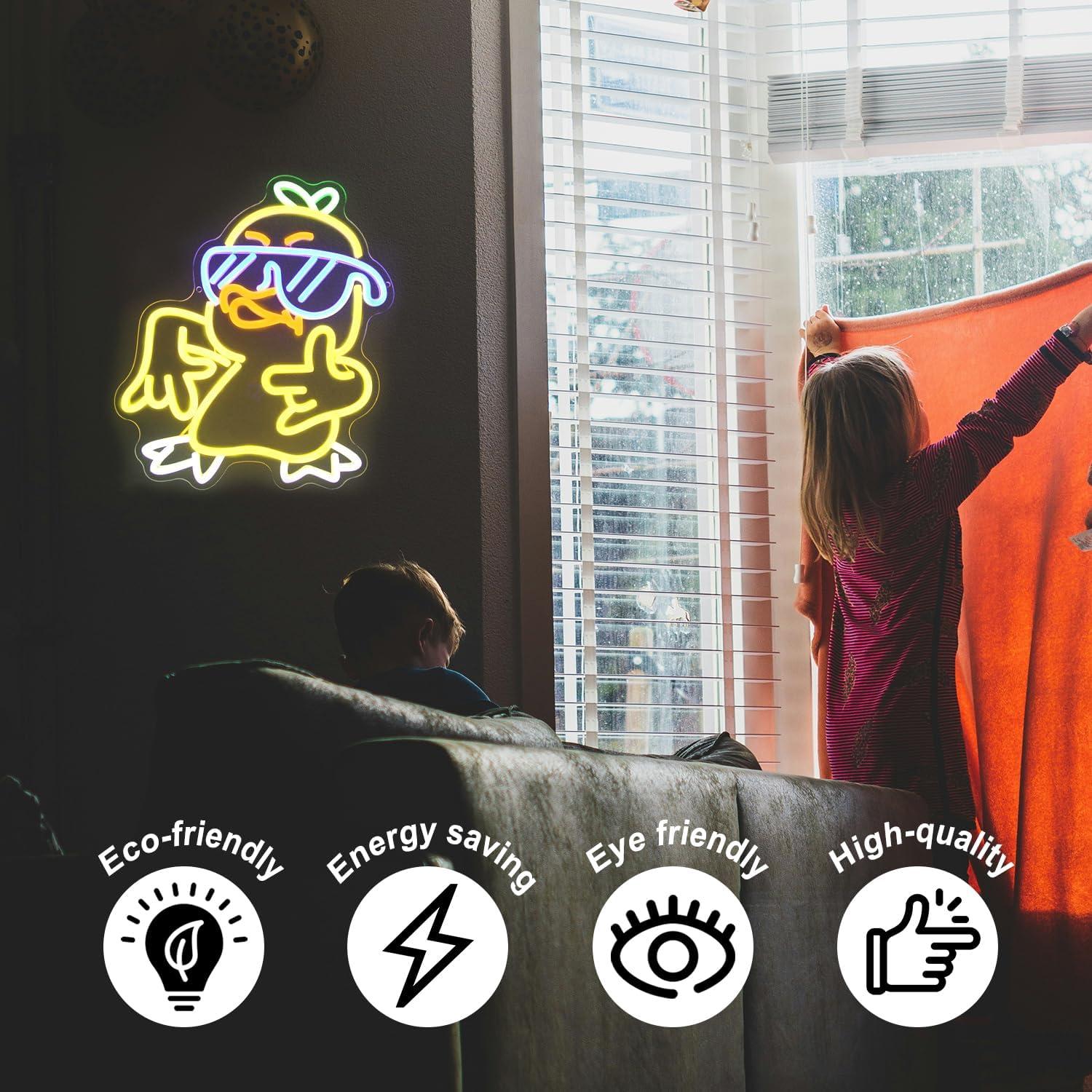 Luz de Neón LED Pato Amarillo Kullneon 36.1x32 cm