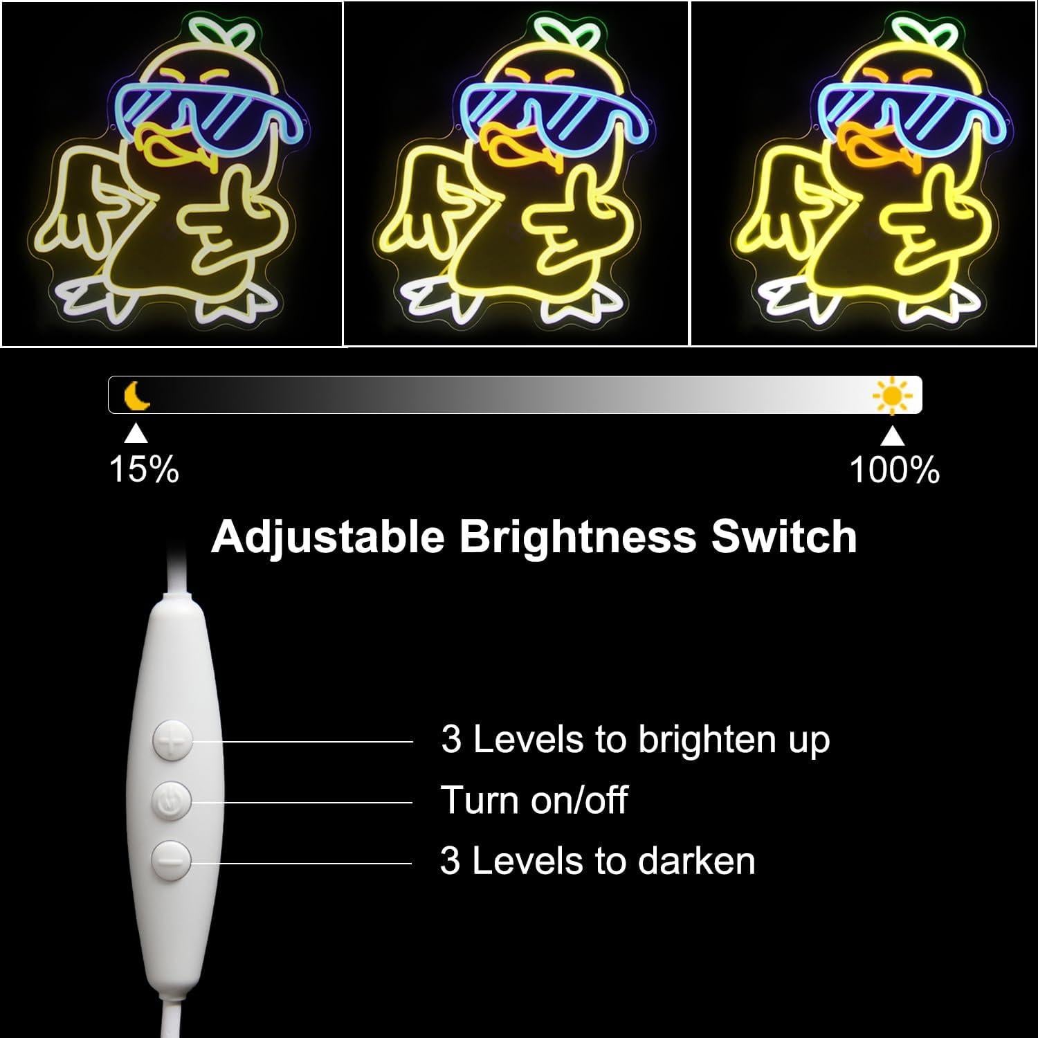 Luz de Neón LED Pato Amarillo Kullneon 36.1x32 cm