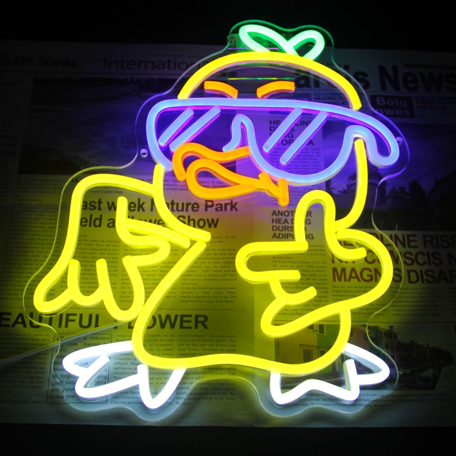 Luz de Neón LED Pato Amarillo Kullneon 36.1x32 cm