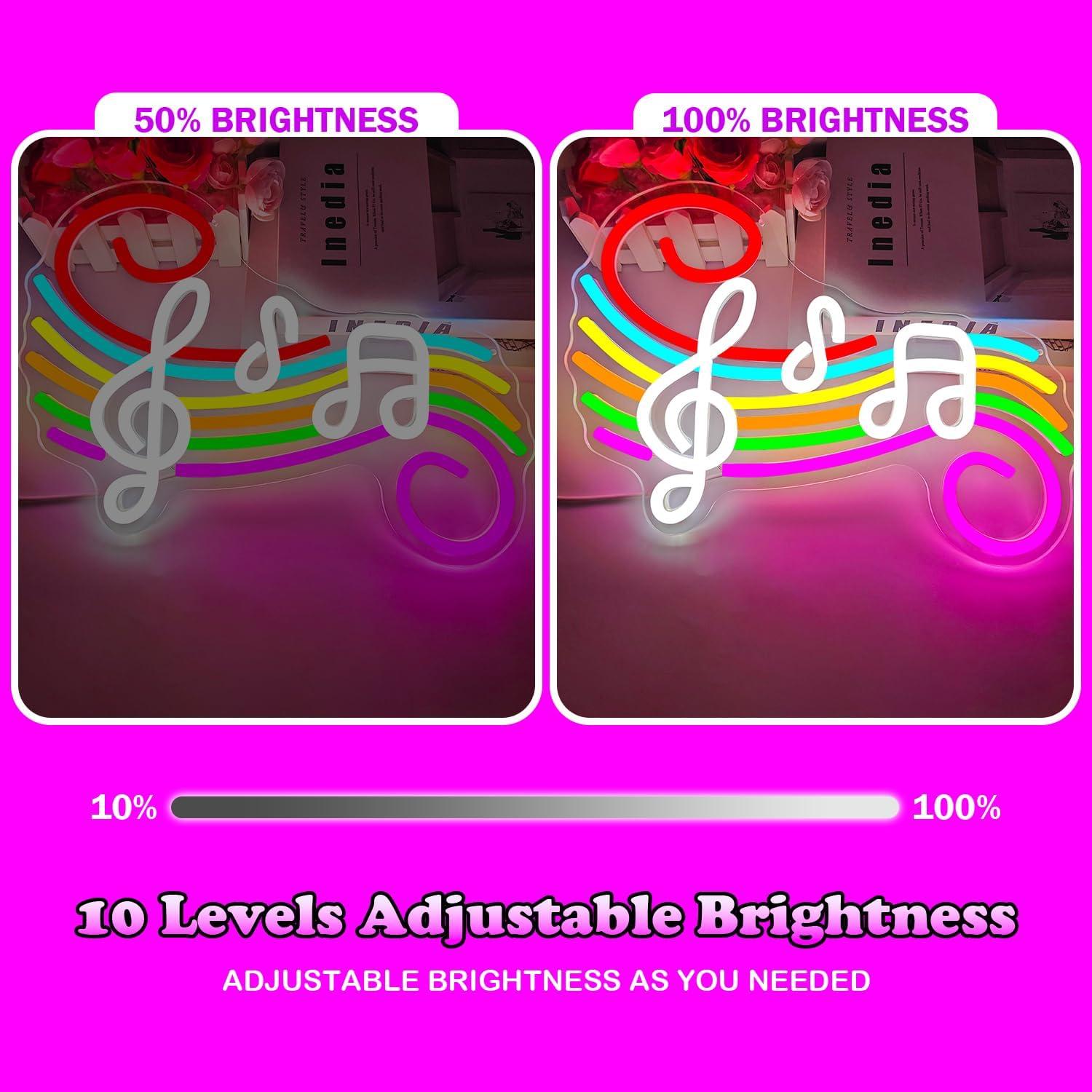 Cartel de Neón Ajoyferris Nota Musical LED Regulable 0.5kg