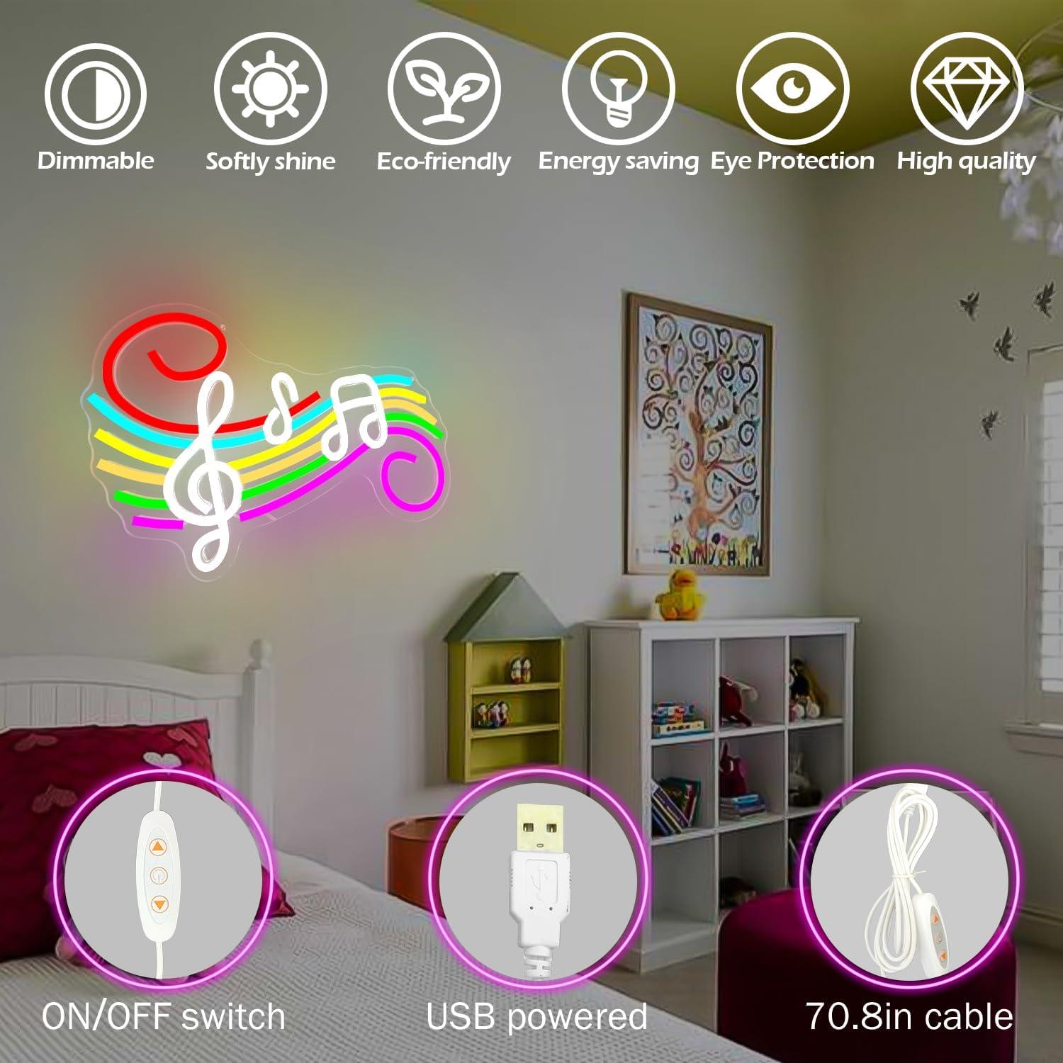 Cartel de Neón Ajoyferris Nota Musical LED Regulable 0.5kg