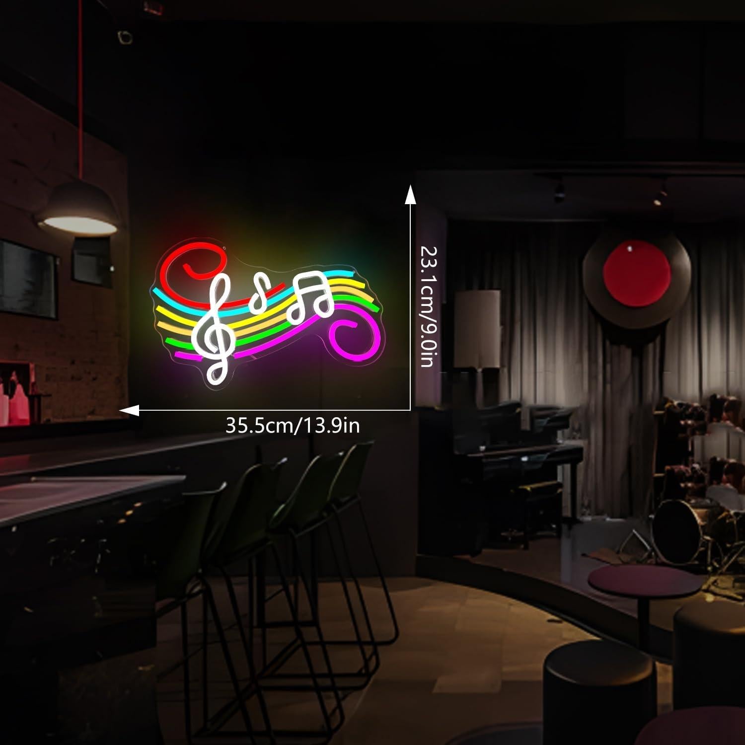 Cartel de Neón Ajoyferris Nota Musical LED Regulable 0.5kg