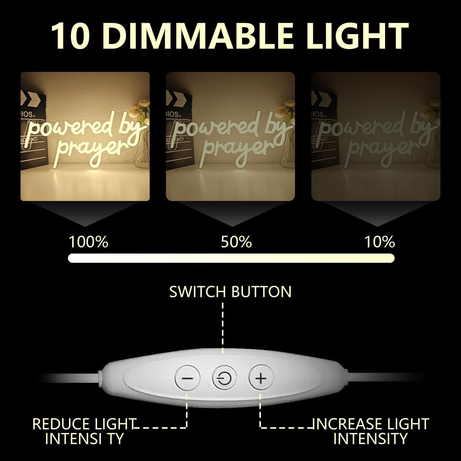 Luz de Neón Regulable Dpaint 'Alimentada por la Oración' 30cm