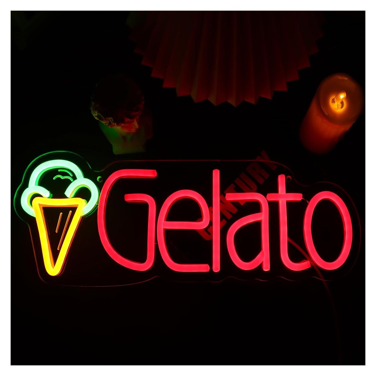Cartel de Neón Gelato KODGGHK 40x15cm Luz LED Regulable