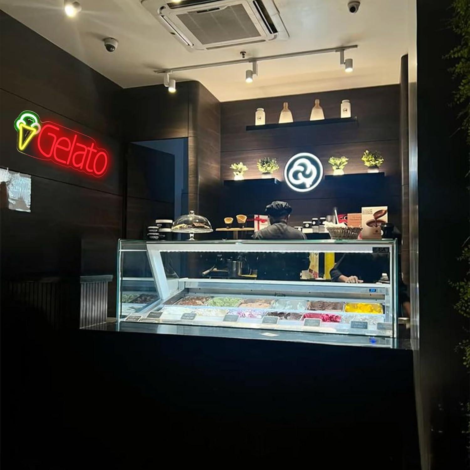 Cartel de Neón Gelato KODGGHK 40x15cm Luz LED Regulable