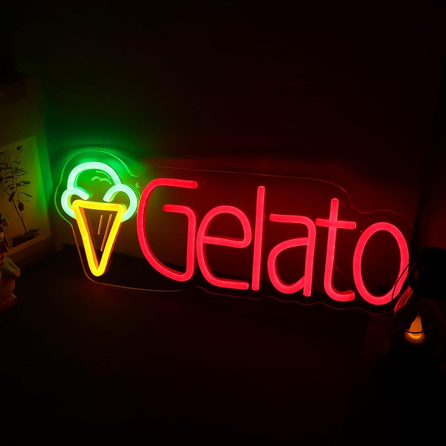 Cartel de Neón Gelato KODGGHK 40x15cm Luz LED Regulable