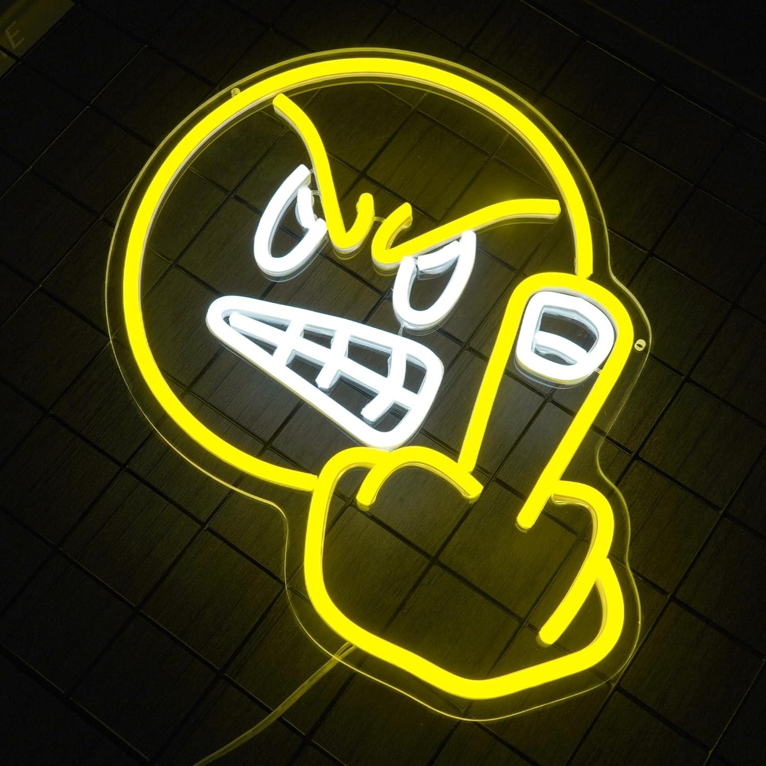 Luz de Neón Emoji Enfadado JNIXASART 32.5x32 cm Decorativa