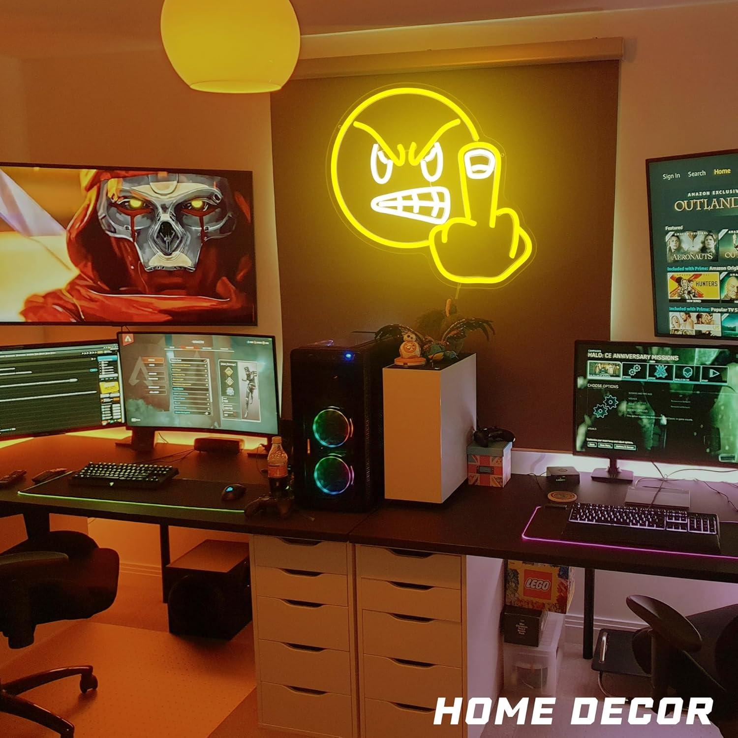 Luz de Neón Emoji Enfadado JNIXASART 32.5x32 cm Decorativa