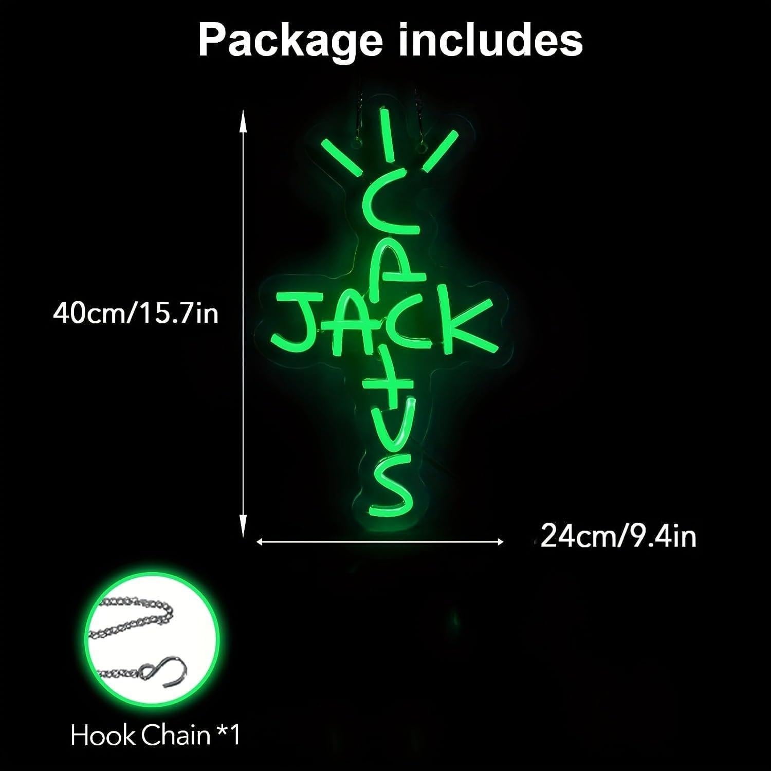 Cartel de Neón HvgeoQo Cactus Jack 40x24cm LED USB Regulable