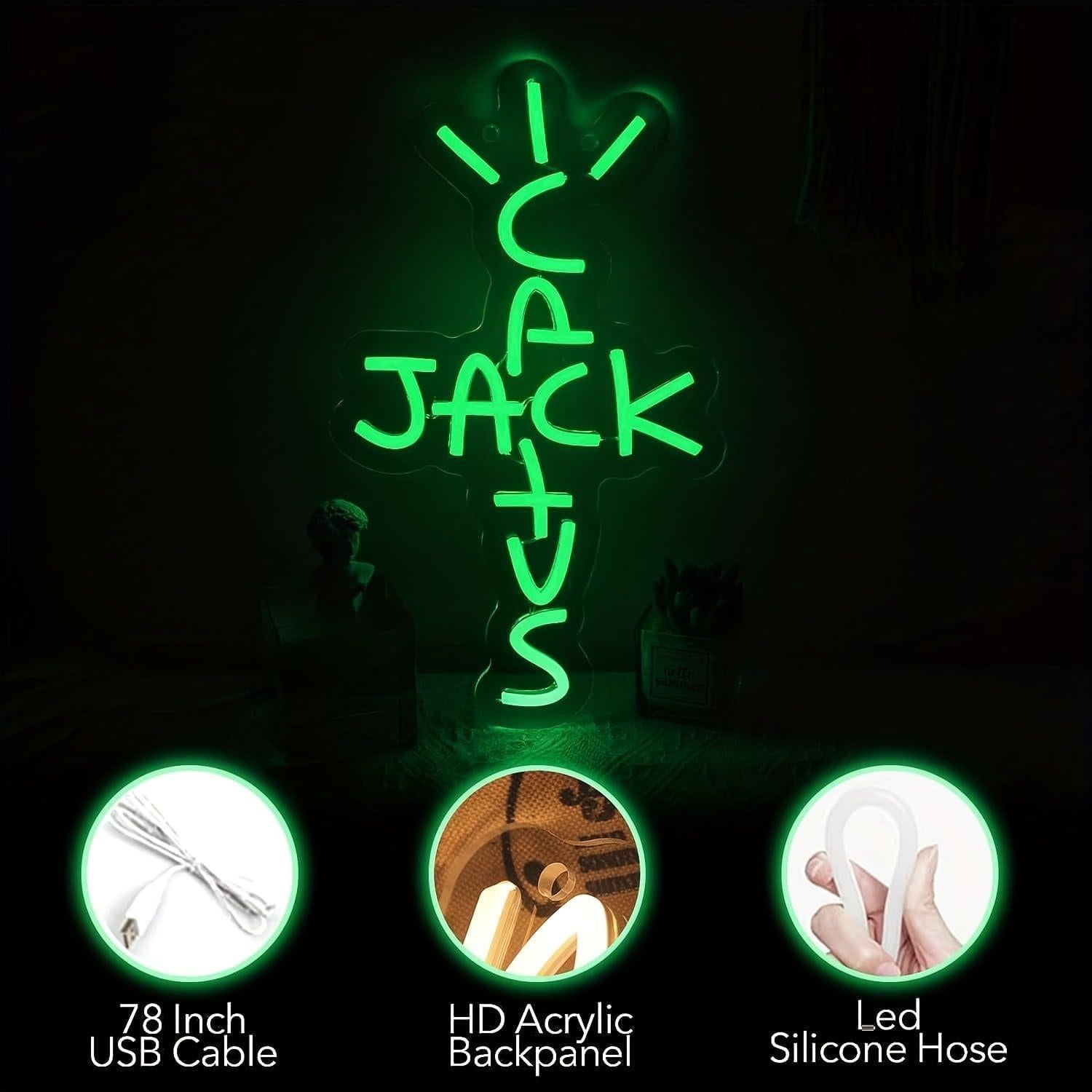 Cartel de Neón HvgeoQo Cactus Jack 40x24cm LED USB Regulable
