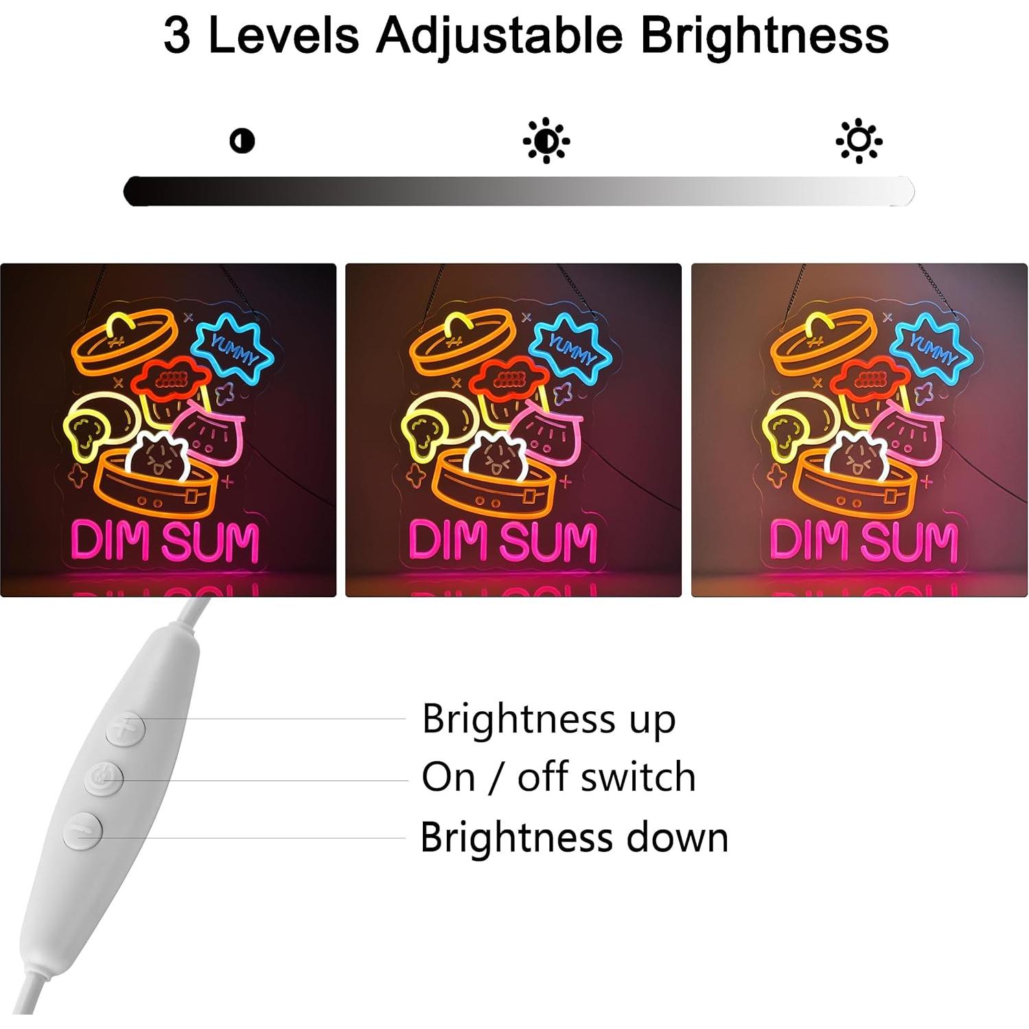 Señal de Neón DIM SUM JULHOVR 38x32 cm USB Regulable