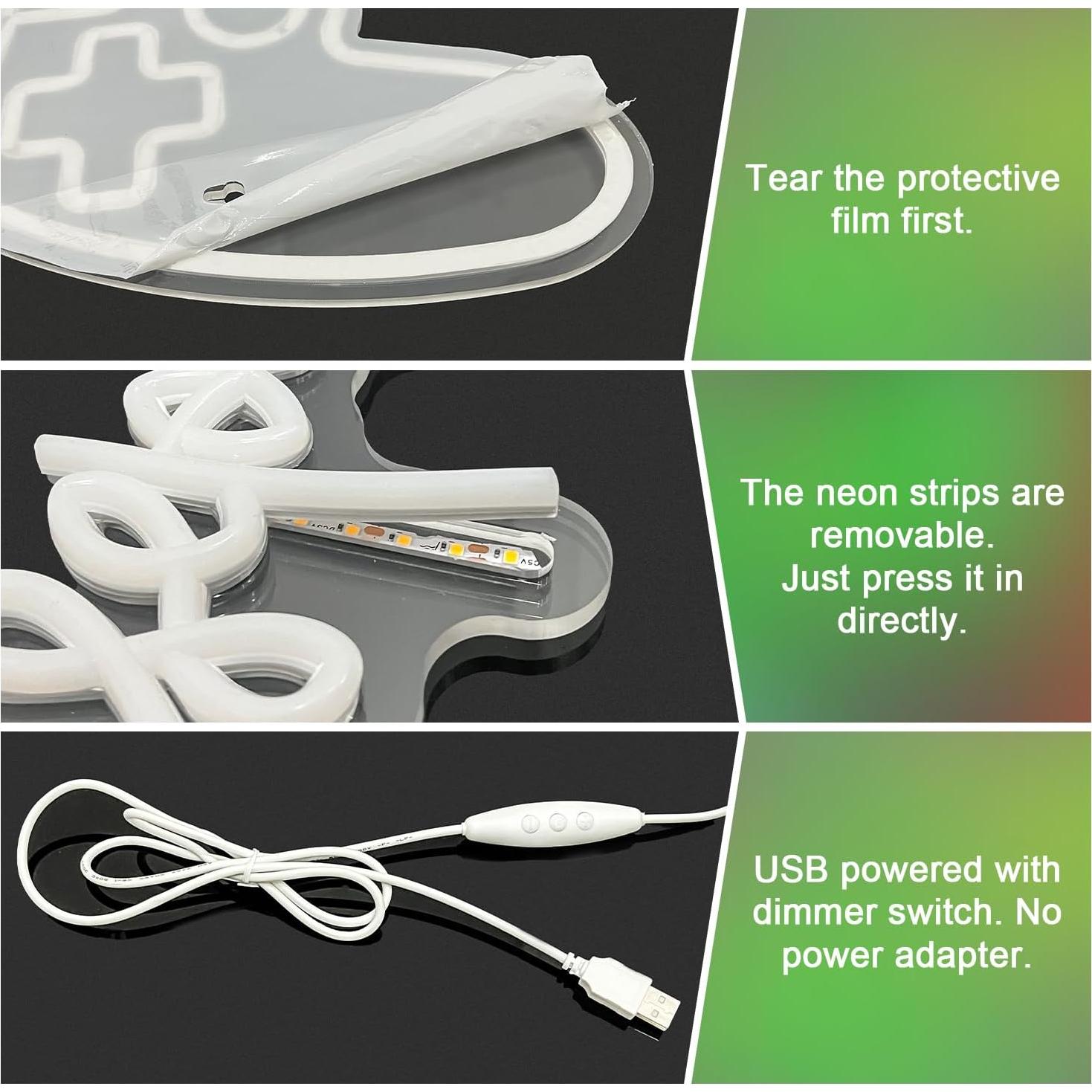 Luz de neón LED Calavera de Azúcar Sneignon Verde 36x32cm