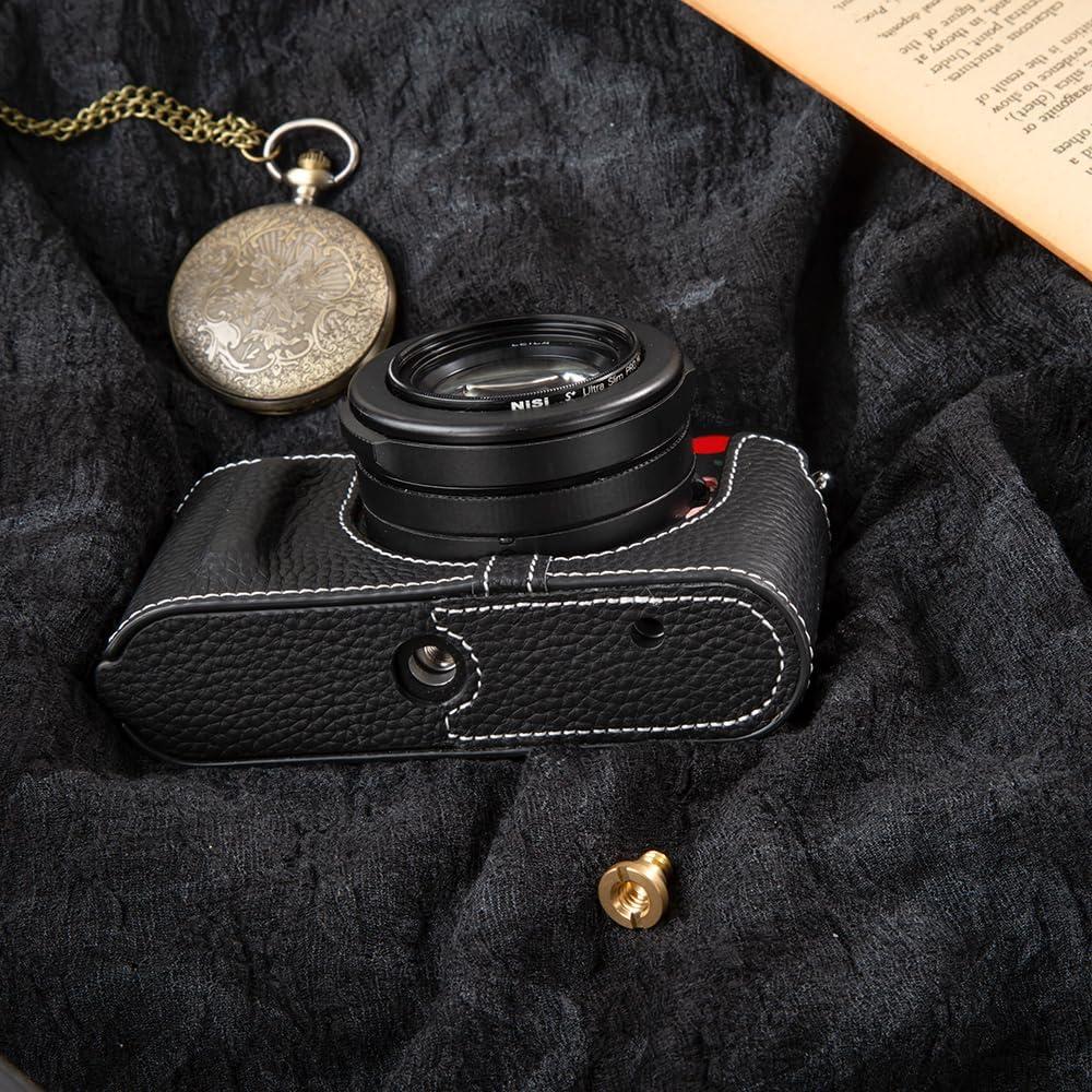 Funda de cámara de cuero vintage DBZZ para Leica D-Lux 8 - Negro