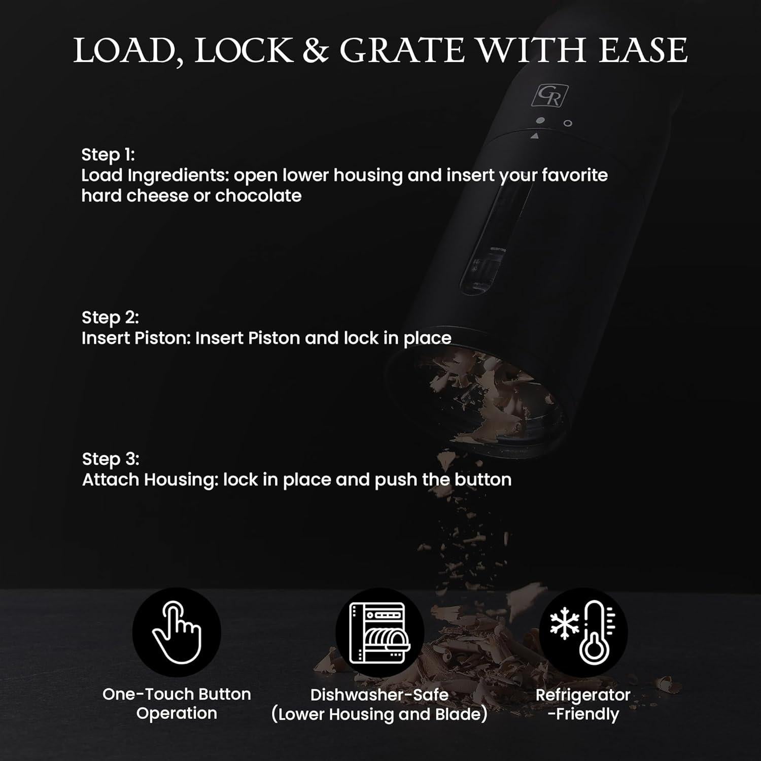 Rallador Eléctrico de Queso Black Rain GR4001 con 3 Cuchillas