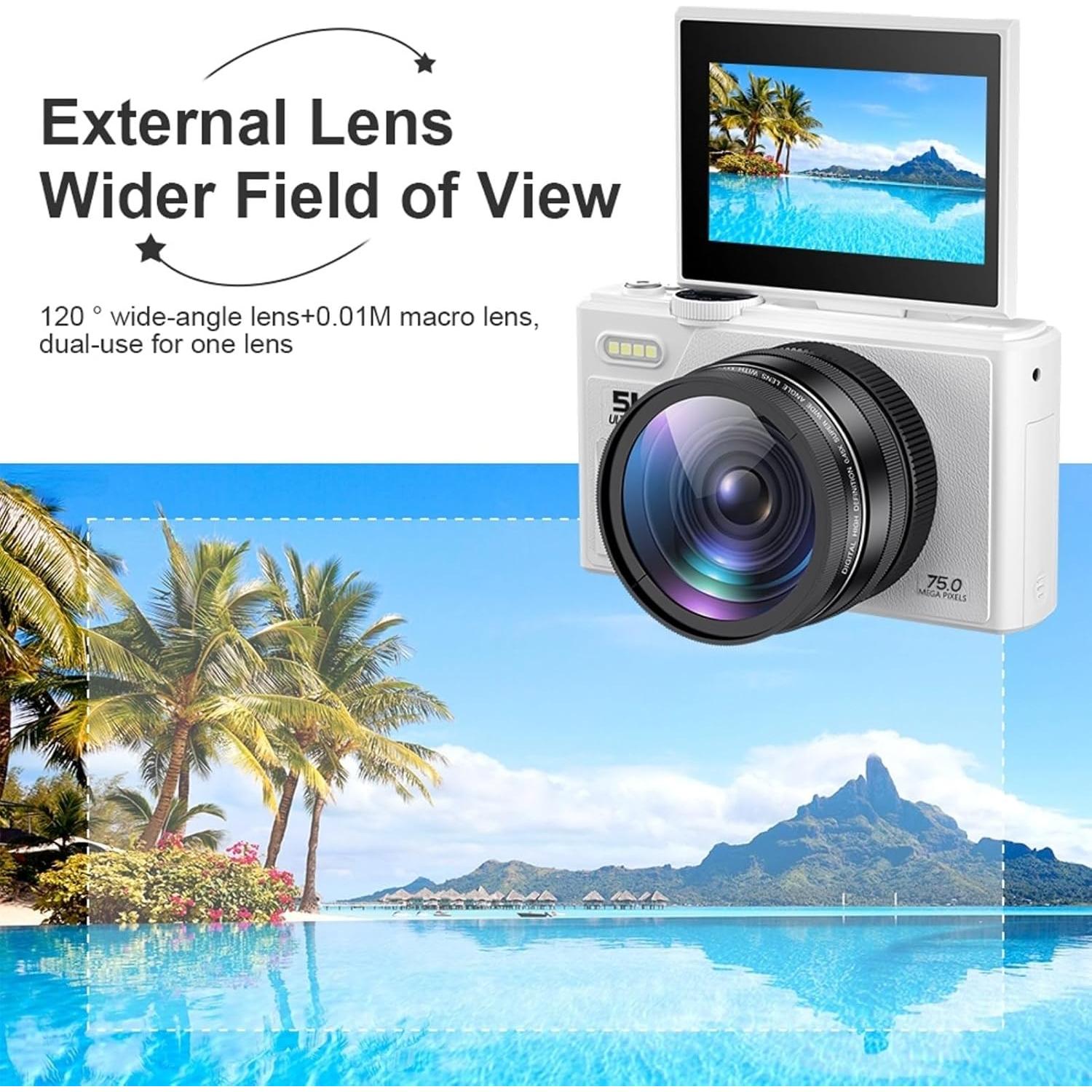 Cámara Digital 5K 75MP Yunseity con Zoom 18X y Pantalla 3"