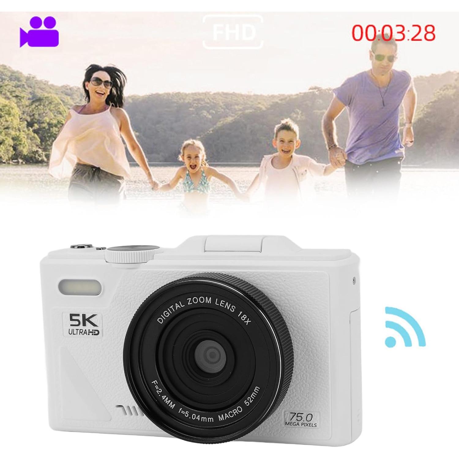 Cámara Digital 5K 75MP Yunseity con Zoom 18X y Pantalla 3"