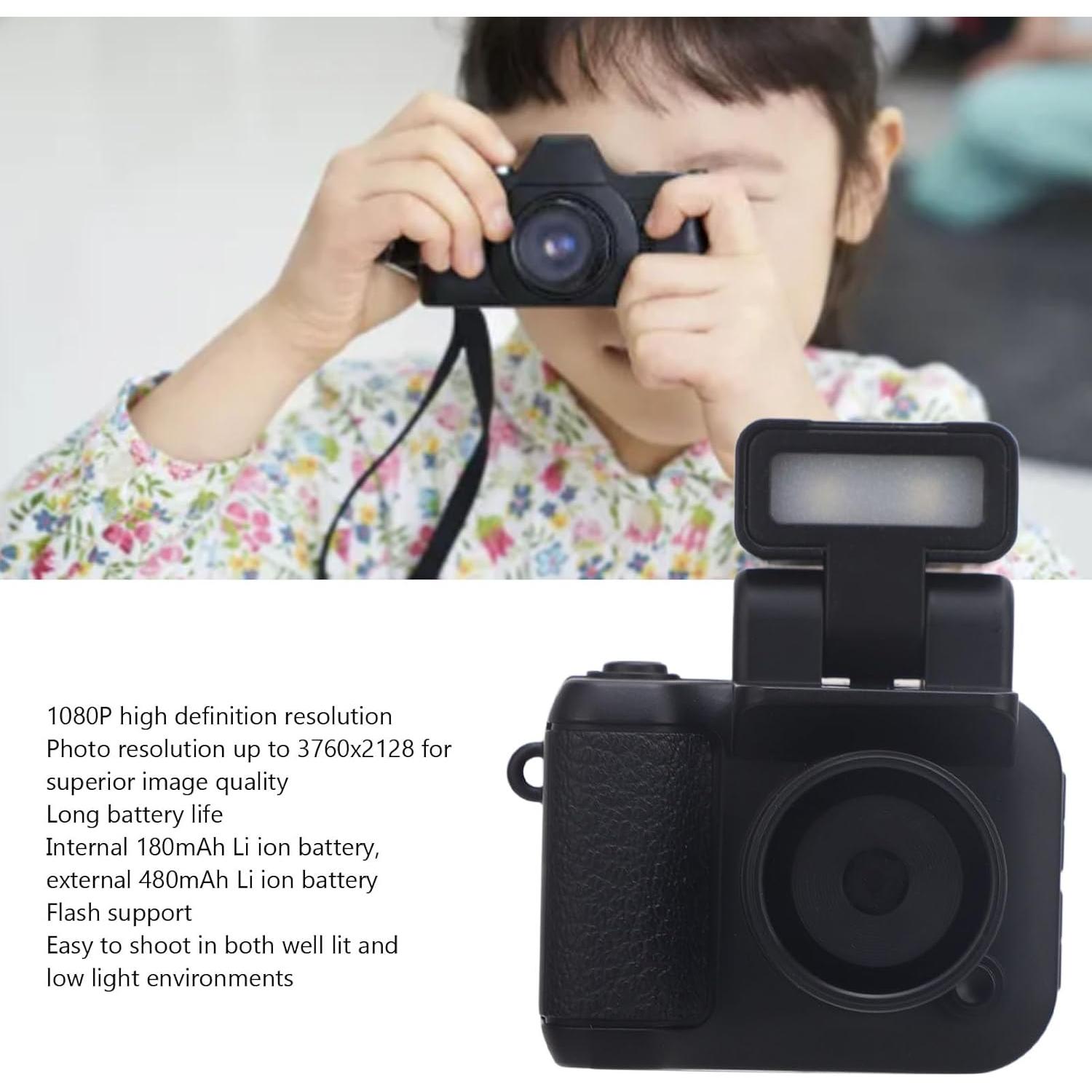 1080P Digital Camera, Compact Small Vintage Camera with 480mAh External Battery, Flashlight, Vlogging Camera for Beginner