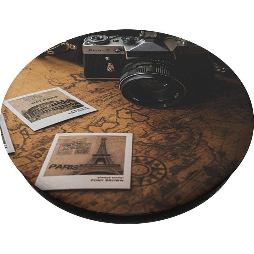 PopSocket Vintage Mapa y Cámara PopGrip - Negro
