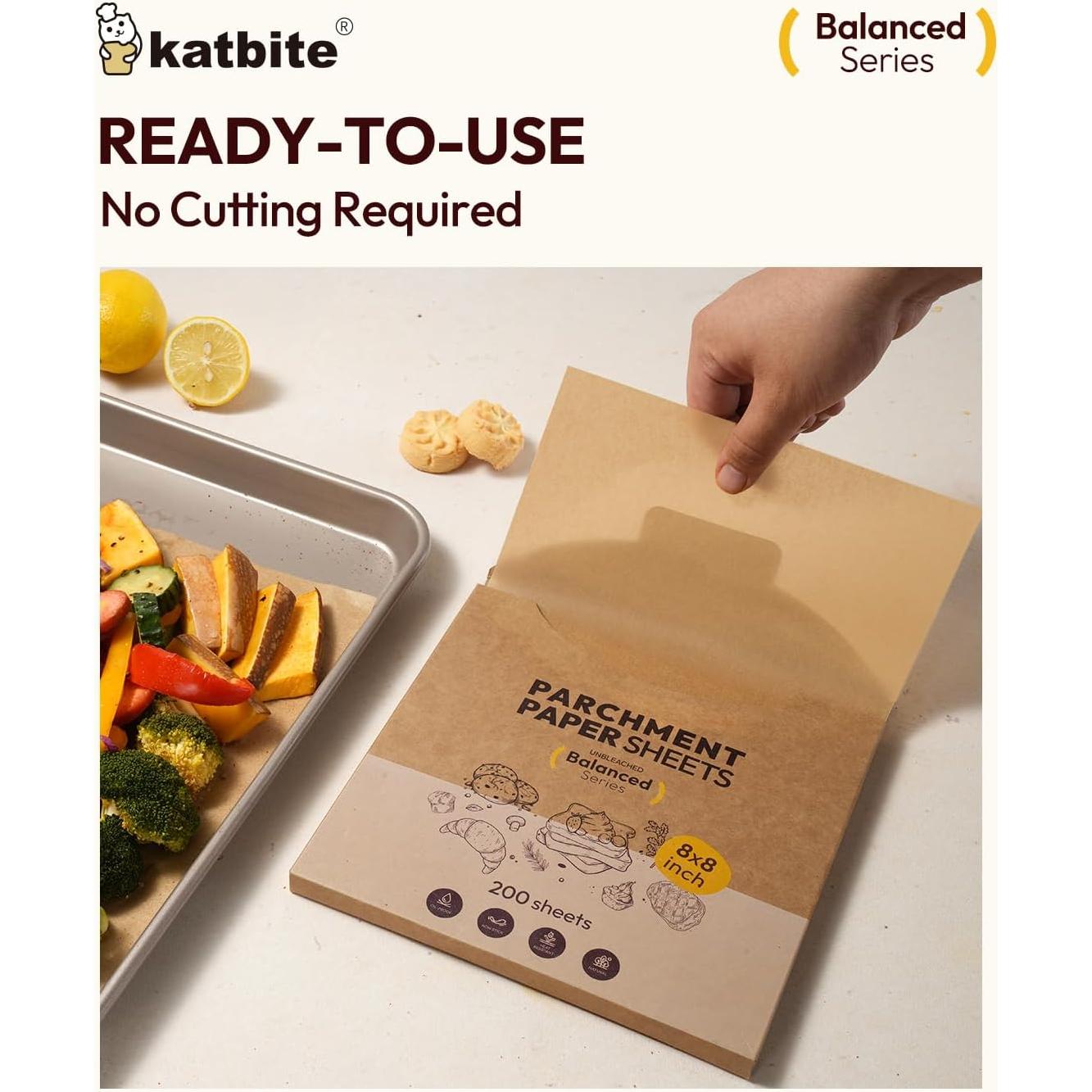 Papel Pergamino Katbite 200 Hojas 20x20 cm Antiadherente