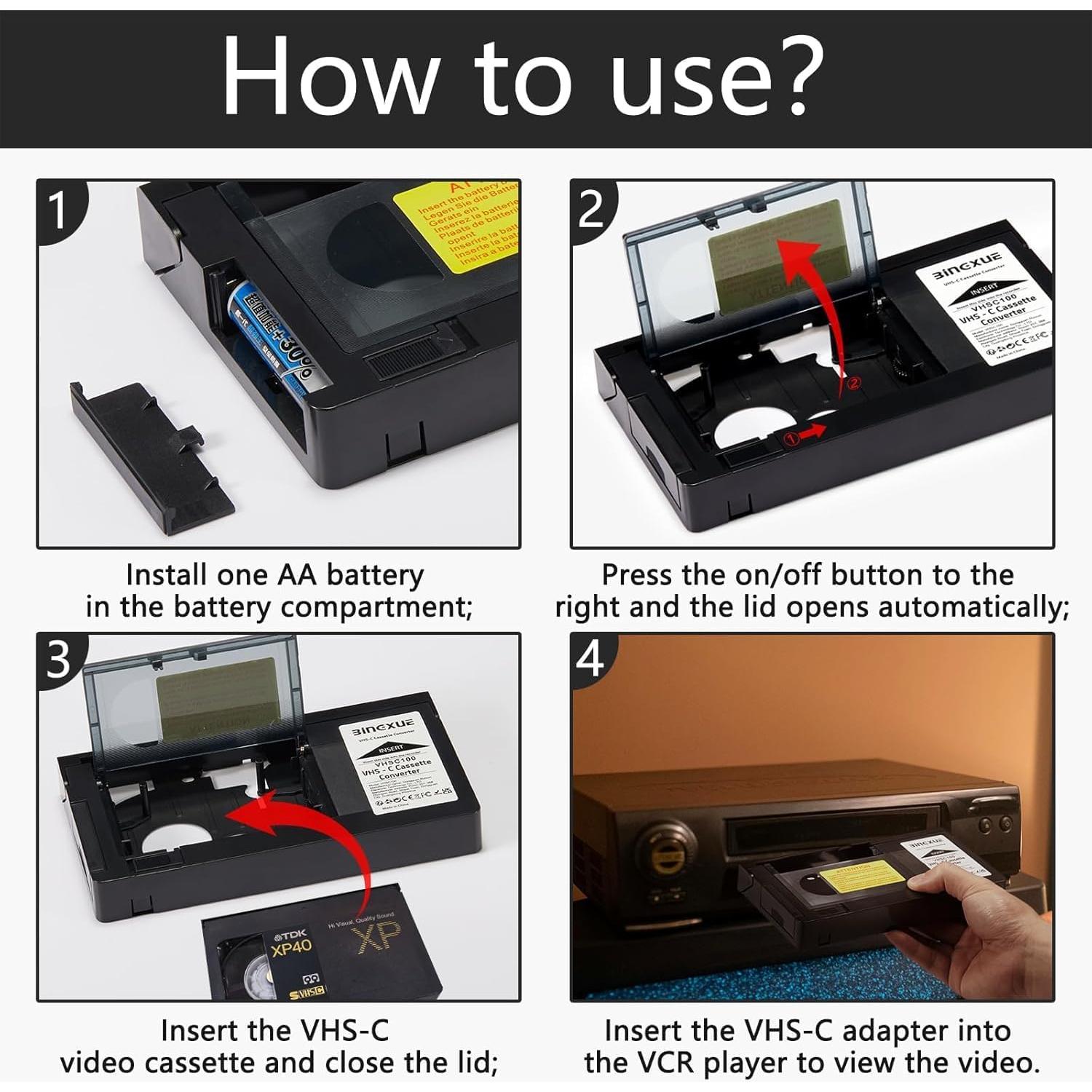 Adaptador VHS-C a VHS Ruihua 2025, conversor 12mm fácil uso