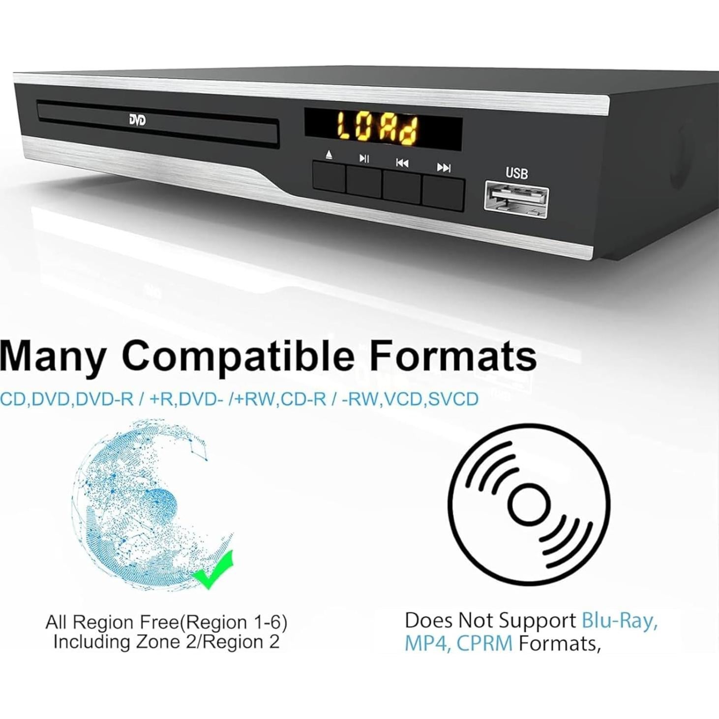 Reproductor de DVD MAITE DVP-999 Compacto USB RCA 720P