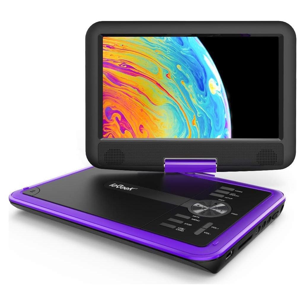 Reproductor de DVD Portátil ieGeek IK-902 9.5" para Niños - Púrpura