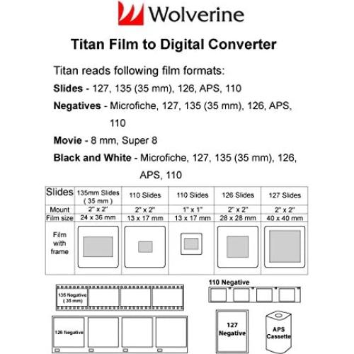 Wolverine Titan 8-en-1 Conversor de Película a Digital 20MP