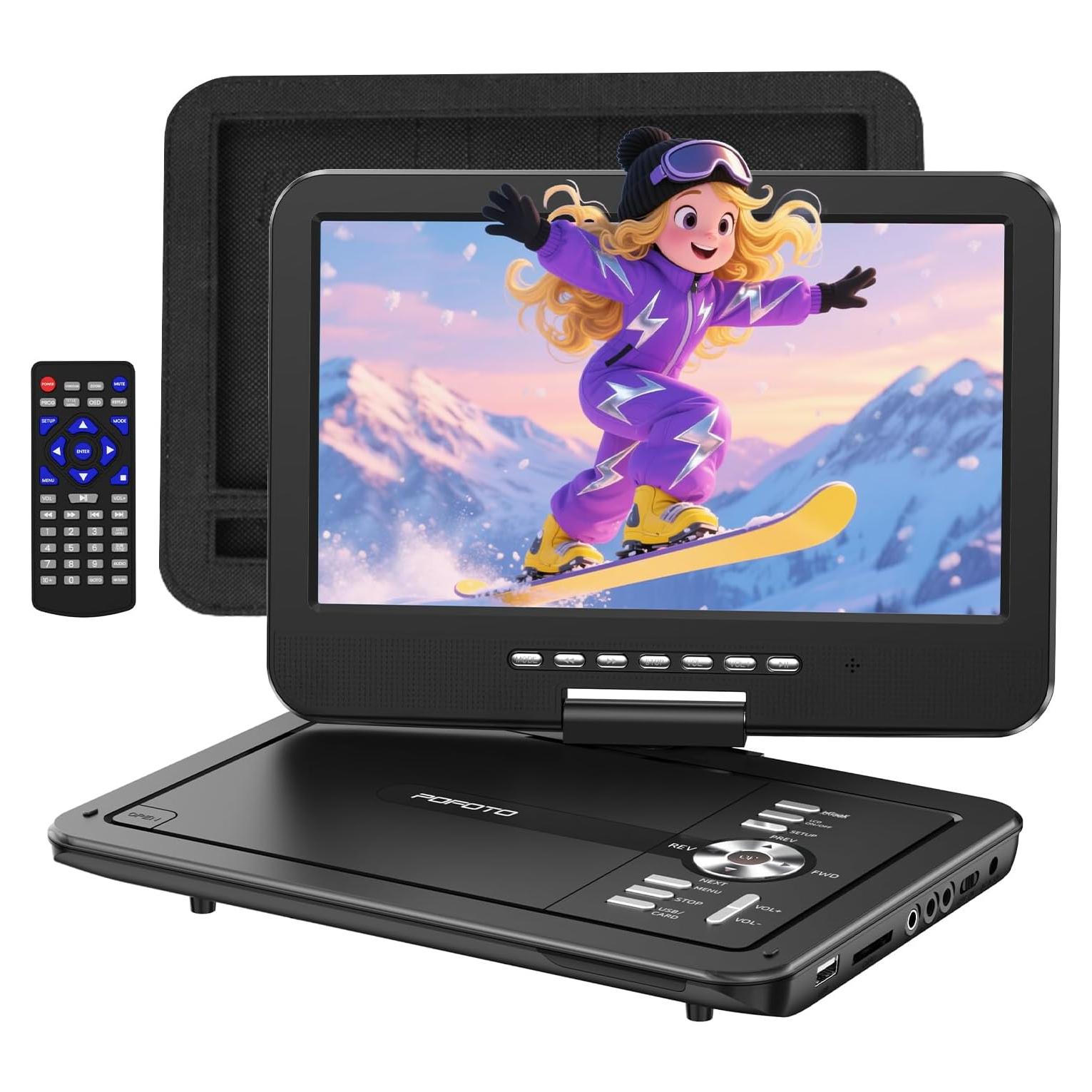 Reproductor DVD portátil POFOTO 10.5" HD con batería 6h