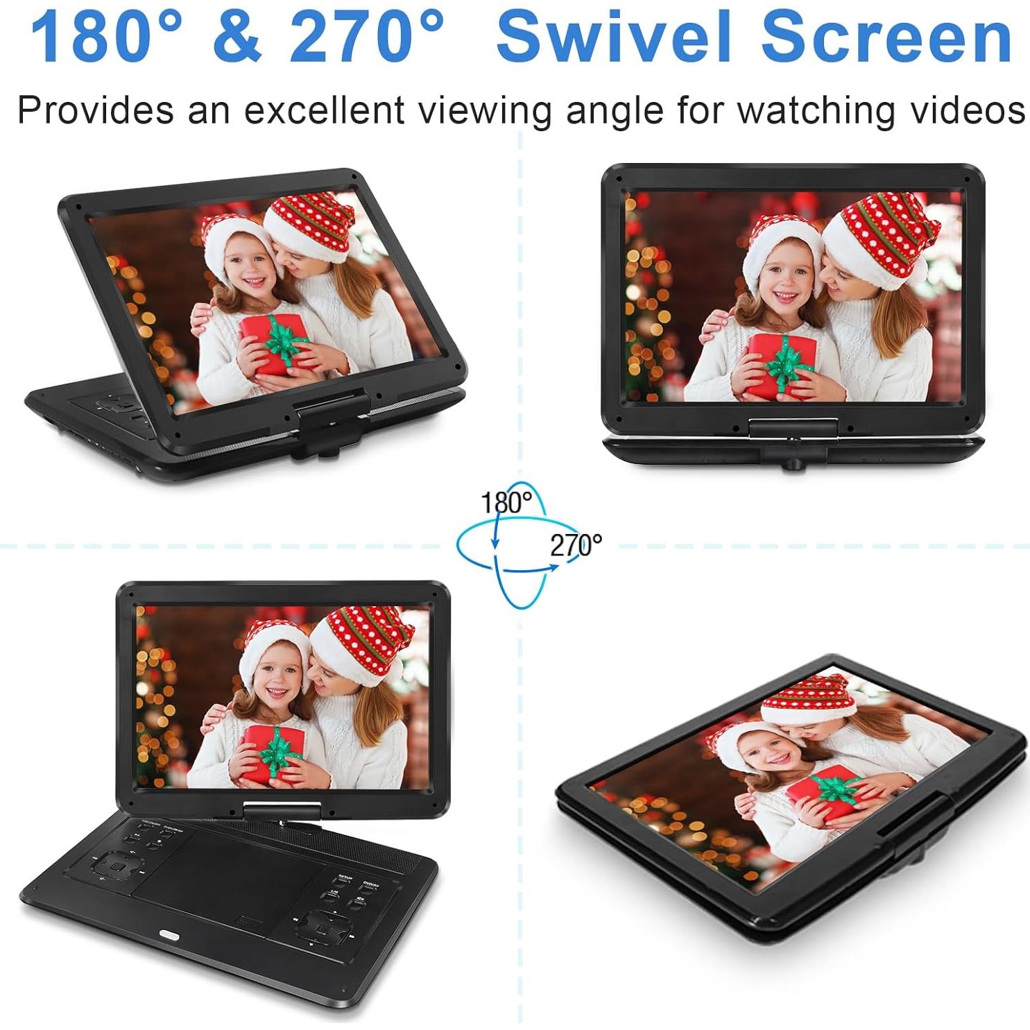 Reproductor DVD Portátil HOPYOP 14.1" HD Batería 6h USB