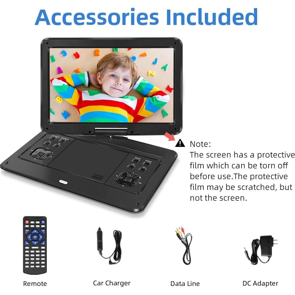 Reproductor DVD Portátil HOPYOP 14.1" HD Batería 6h USB