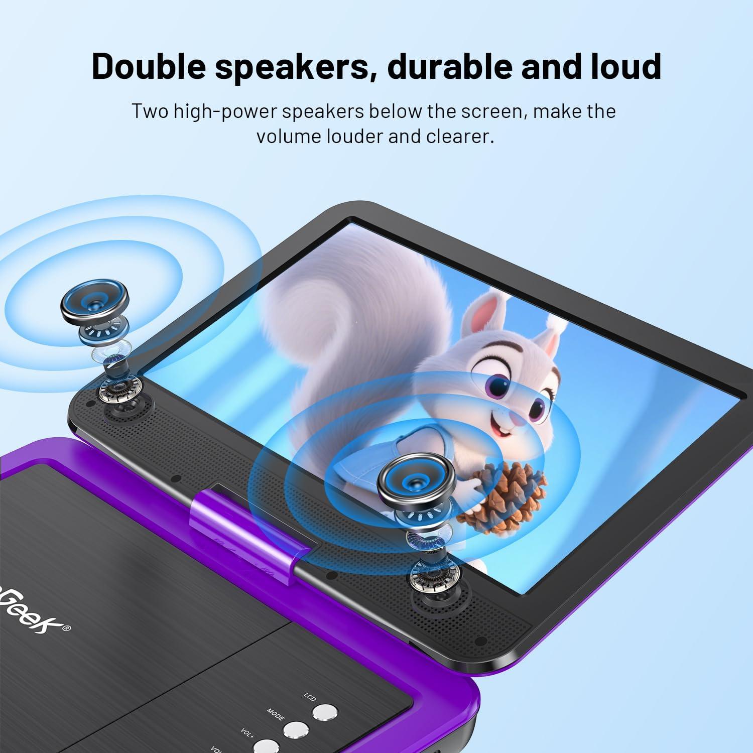 Reproductor de DVD Portátil ieGeek 12.5" HD 5H Batería USB SD