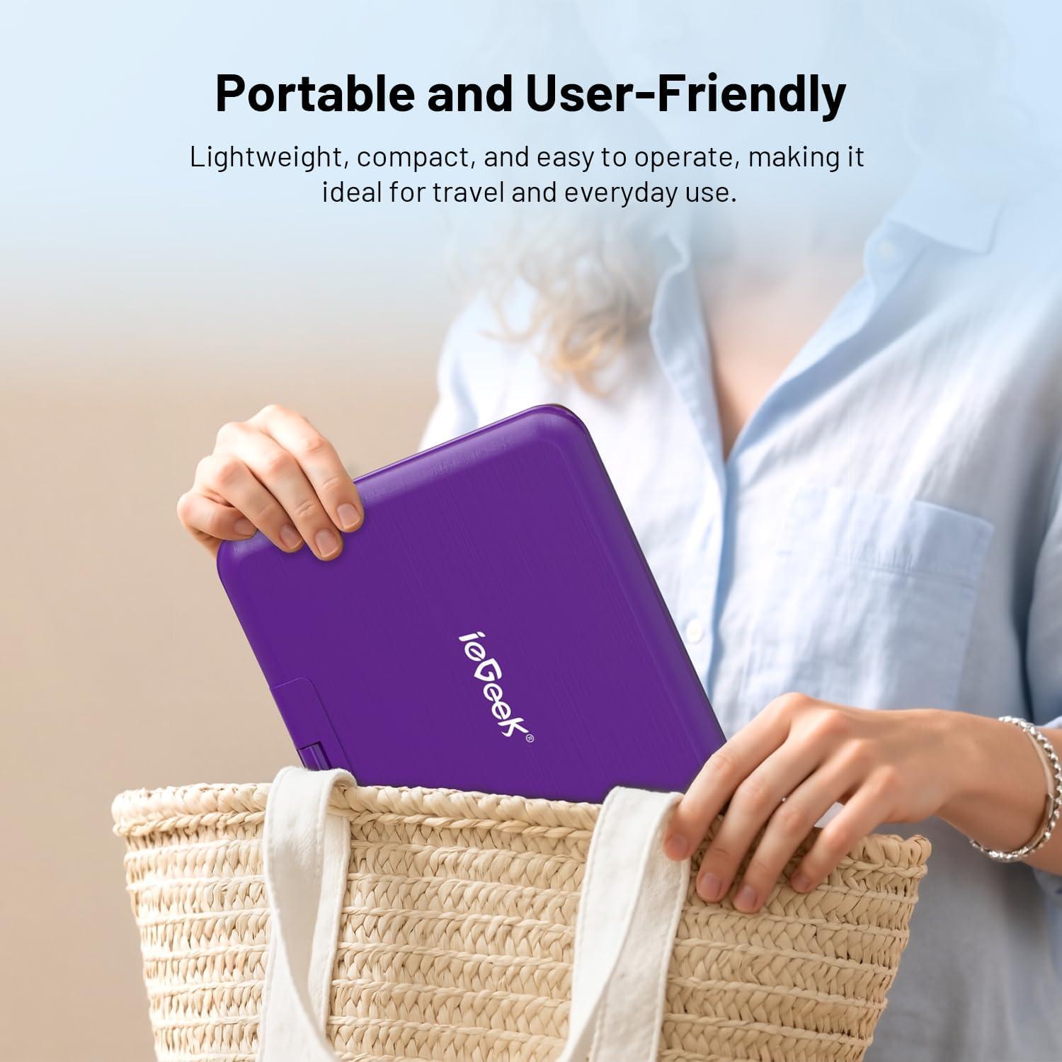 Reproductor de DVD Portátil ieGeek 12.5" HD 5H Batería USB SD