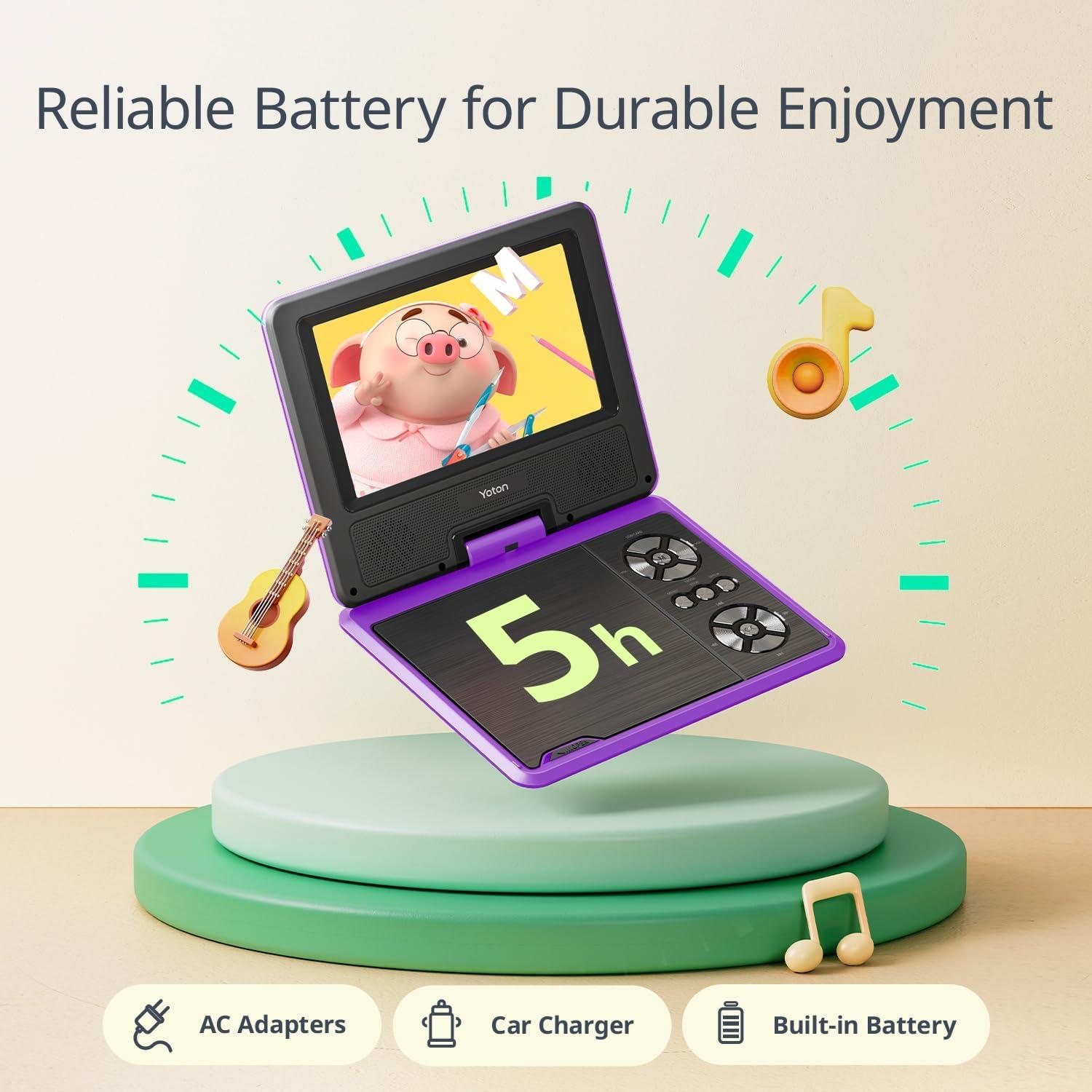 Reproductor de DVD Portátil YOTON YD075 Púrpura 7.5" HD