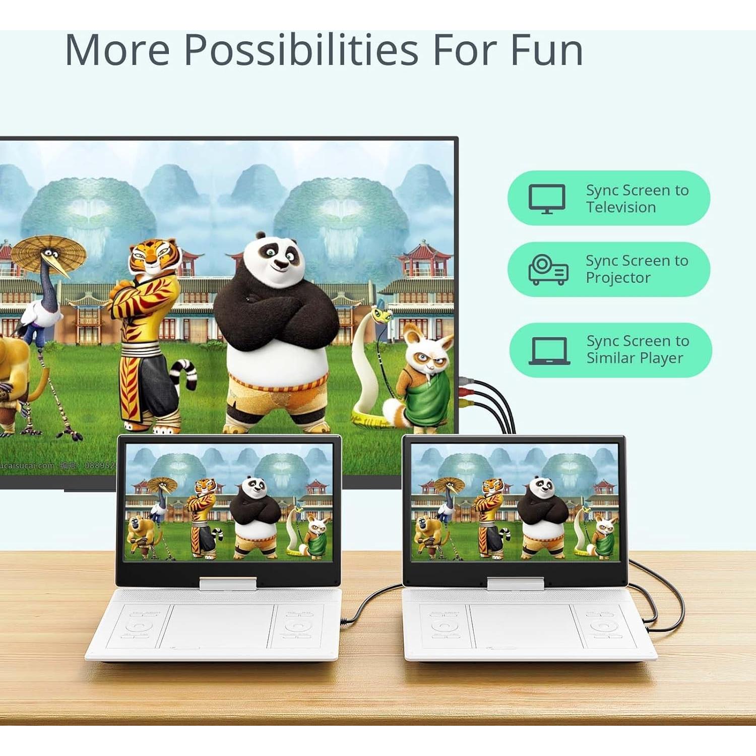 Reproductor de DVD Portátil YOTON 14.1" Batería 5000mAh HD