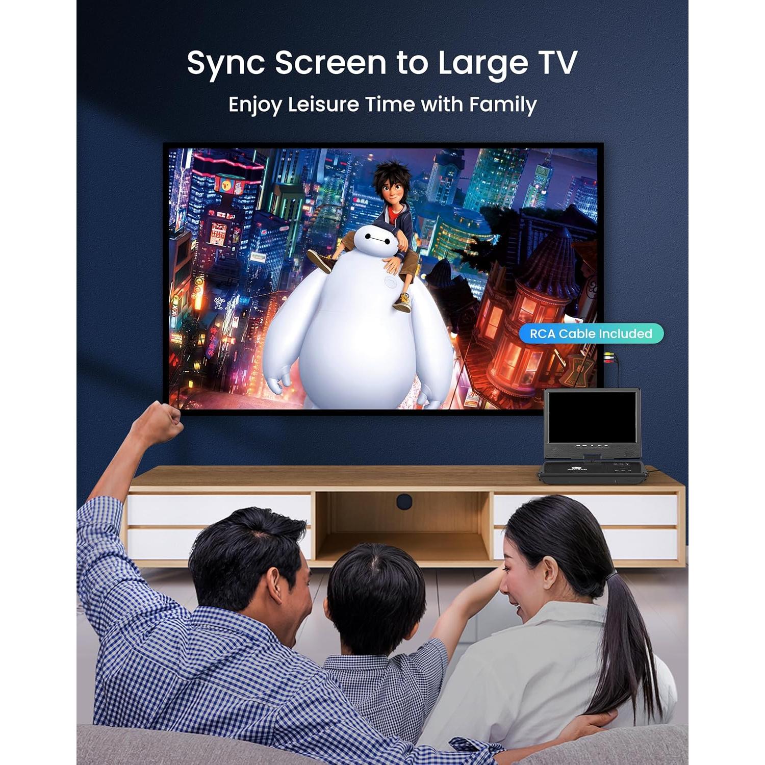 Reproductor de DVD Portátil WONNIE 12.5" HD con Funda para Coche