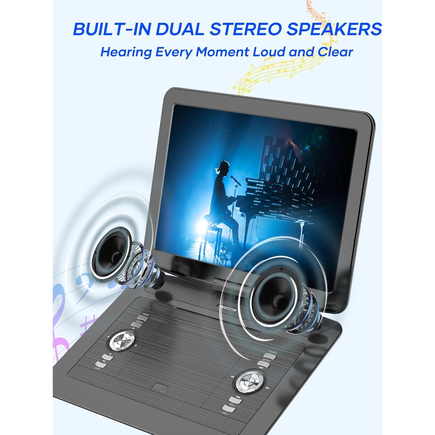 Reproductor de DVD Portátil WONNIE W-1458 15.4" HD Batería 6h